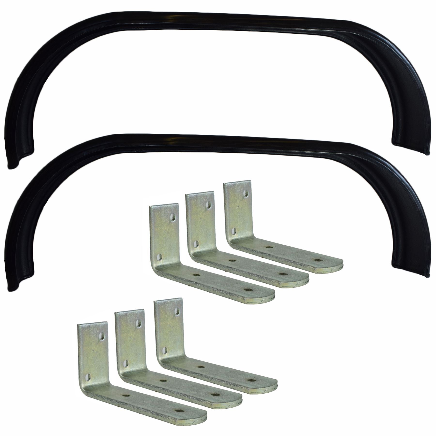 Paire de garde-boue tandem pour roues jumelées 15" 16" 69" x 8" et 6 grands supports