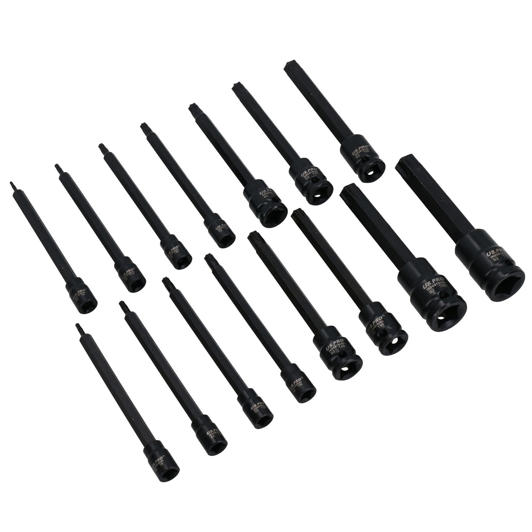 Extra lange, schlagfeste Torx-Stern-Bit-Steckschlüsselsätze, gemischter Antrieb, T6 – T70, 15-teilig