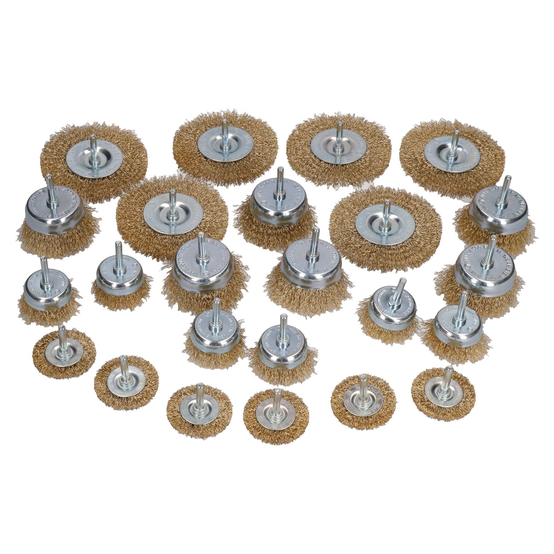 24pc Assorted Wire Wheel Rotary Cup + Flat Brushes Rust Removal Removers