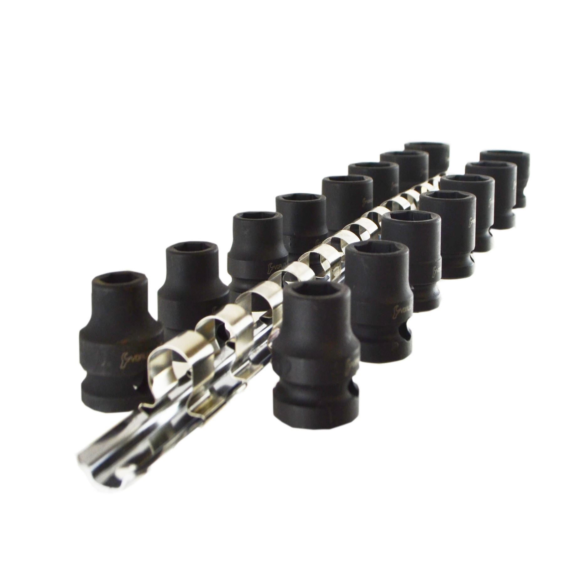 1/2"-Antrieb, kurze metrische Schlagnüsse, 6-seitig, Einzelsechskant, 10–24 mm, 15-tlg.