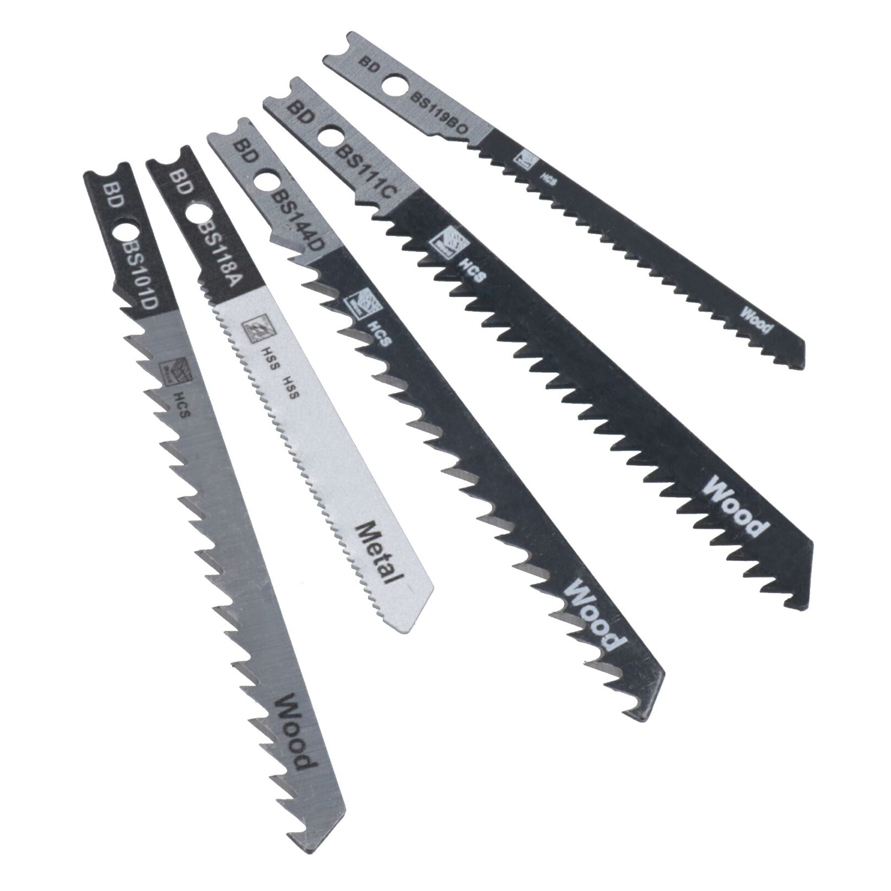 Jeu de lames de scie sauteuse HCS + HSS avec fixation universelle pour bois et acier