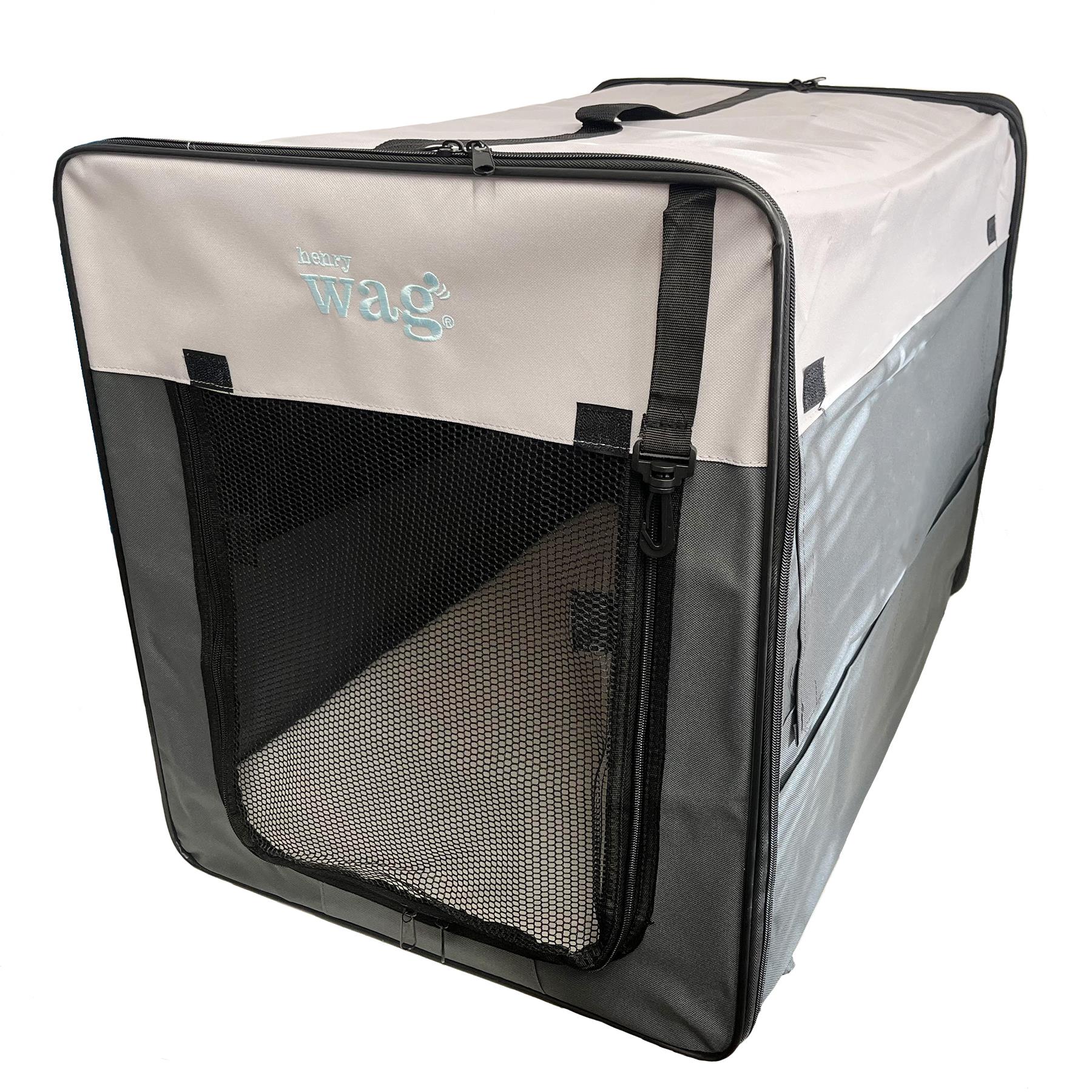 Large High Quality Folding Fabric Car / Travel Dog Crate With 3 Mesh Windows