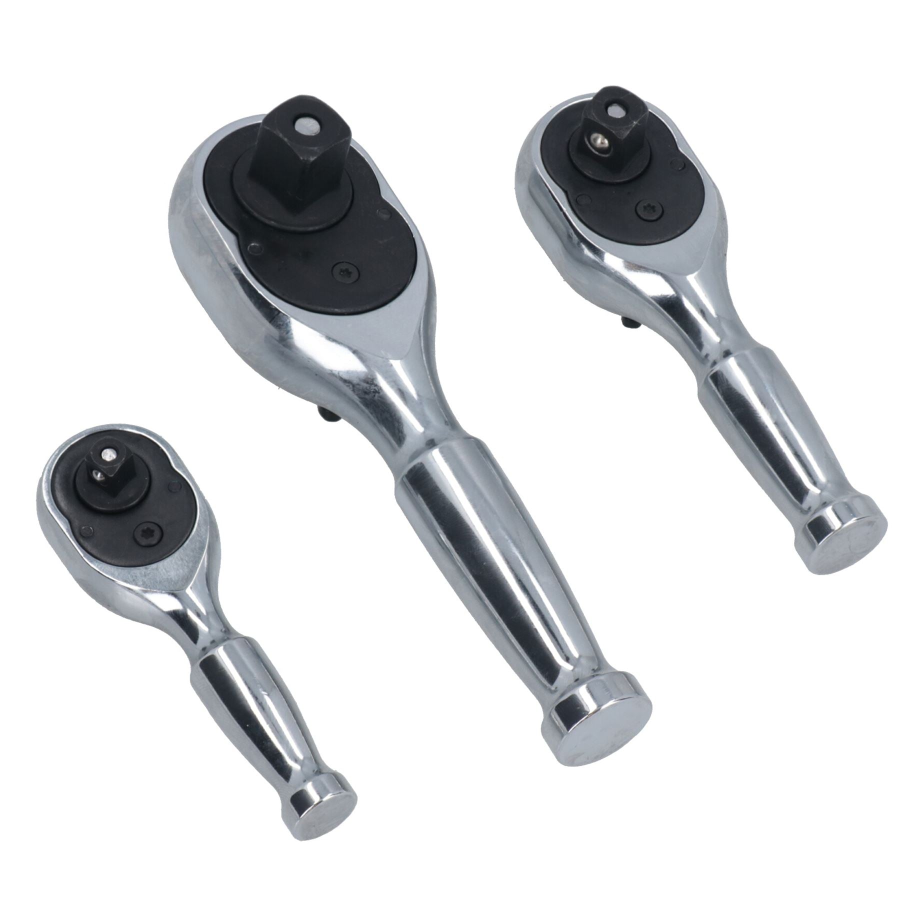 Tournevis à cliquet à tête courte 1/4 po, 3/8 po et 1/2 po, 90 dents, 3 pièces
