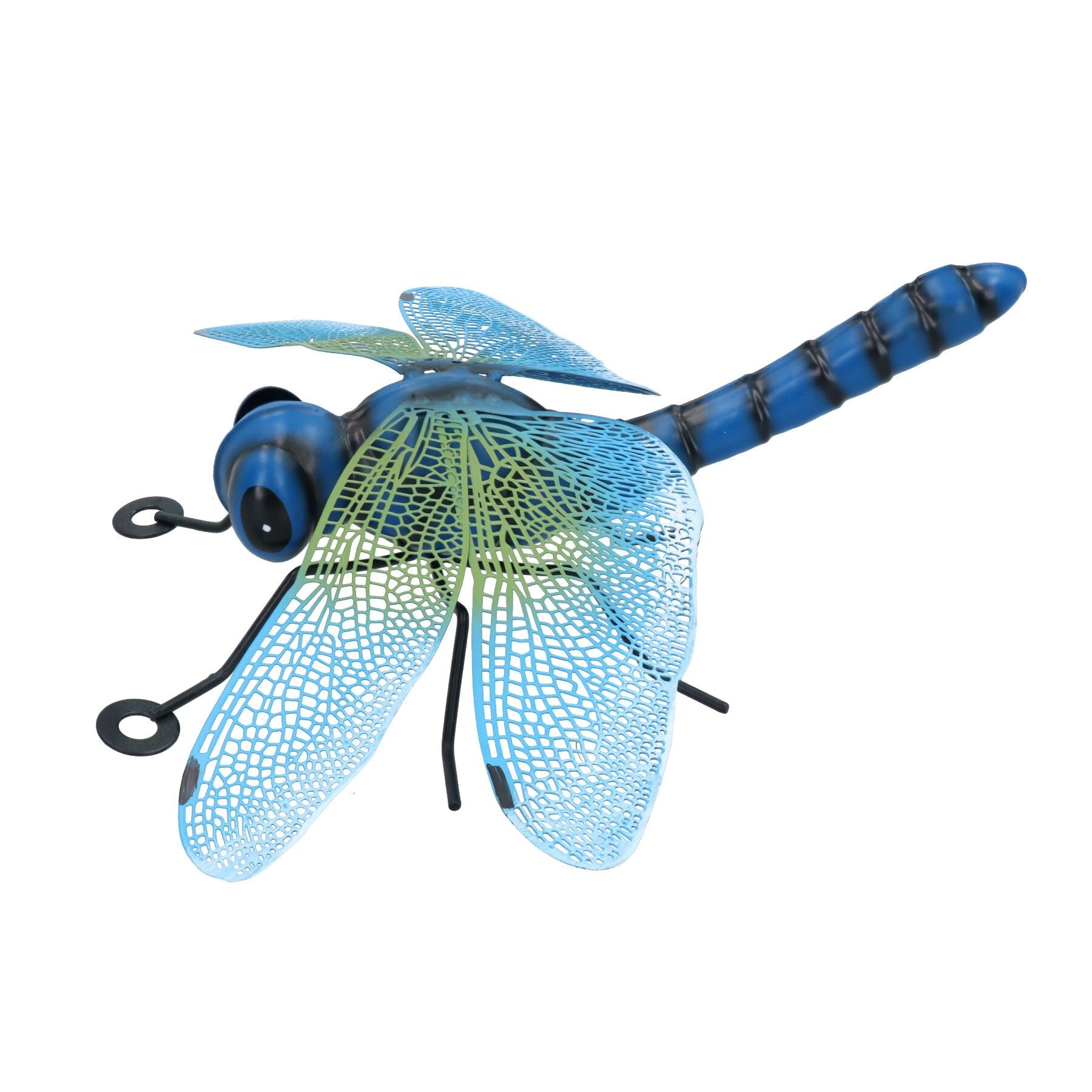Petite décoration murale en métal en forme de libellule bleue pour jardin ou maison, 7 x 22 x 31 cm