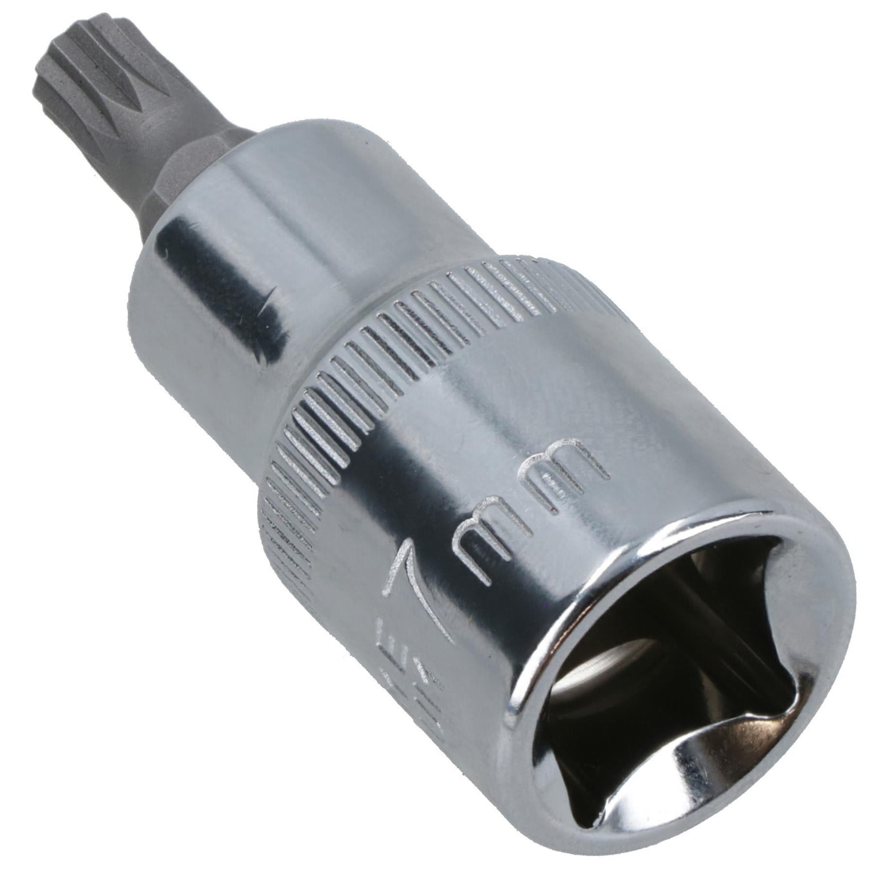 M7 x 55mm Shallow Spline Bit Socket Male Spline 1/2in Drive CR-v Steel