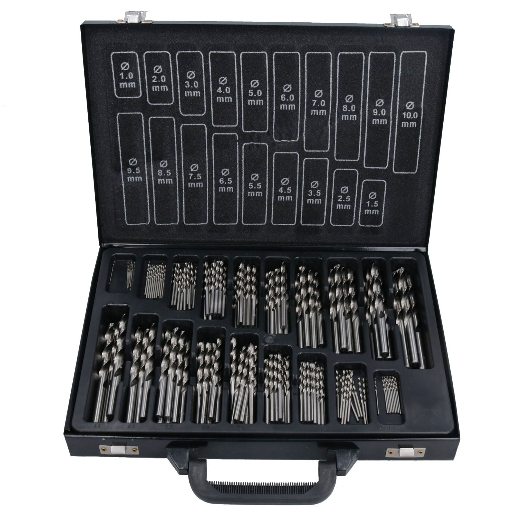 170-teiliges HSS-G-Bohrerset mit metrischen Schlitzbohrern für Metall, Kunststoff und Kupfer, 1 mm – 10 mm