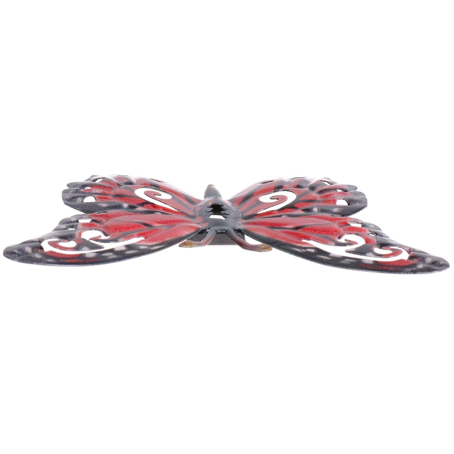 Kleiner roter Schmetterling aus Metall, Wanddekoration für den Garten/zu Hause, 11 x 8,5 cm