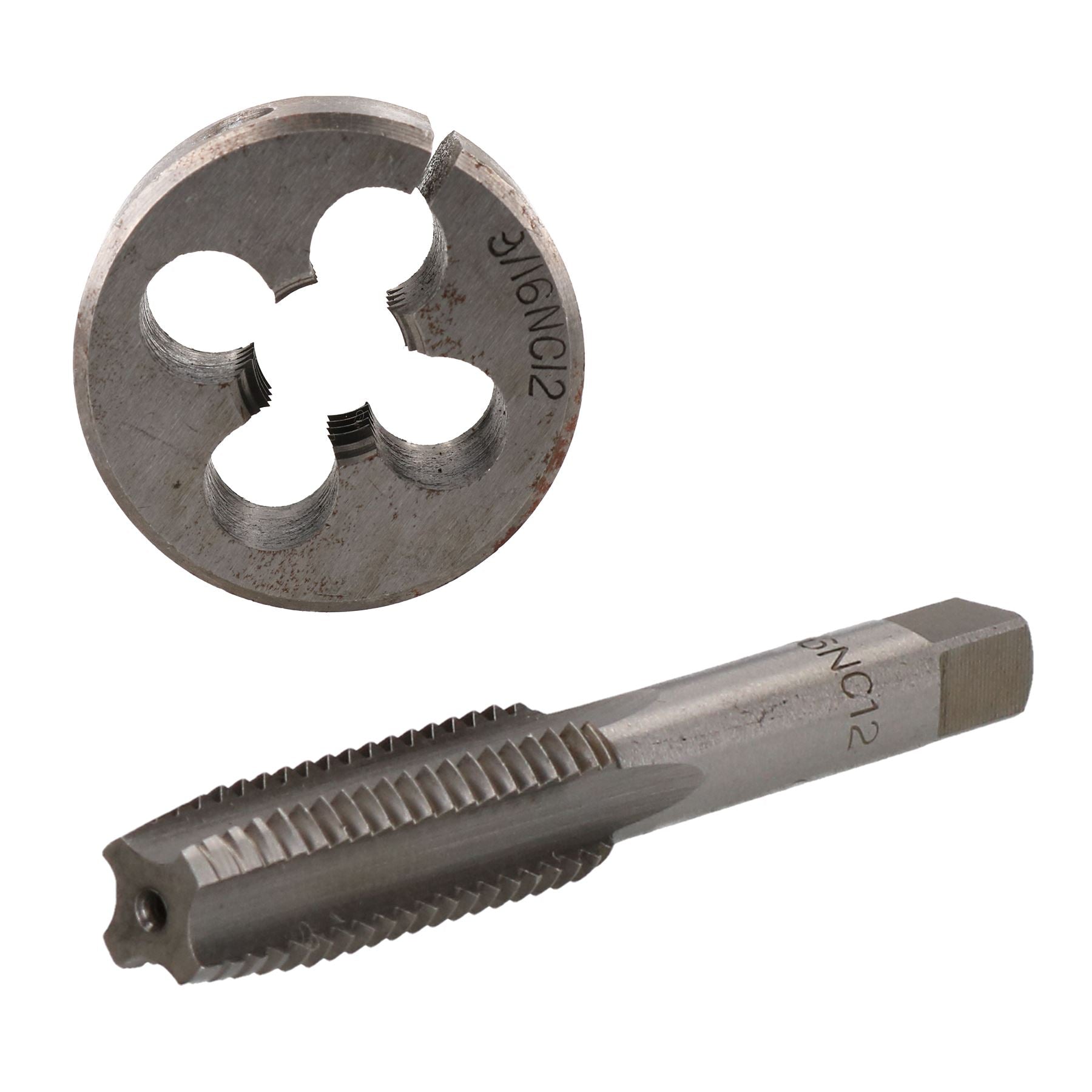 Taraud et filière UNC 1/4" - 5/8" en acier au tungstène et filière fendue 38 mm