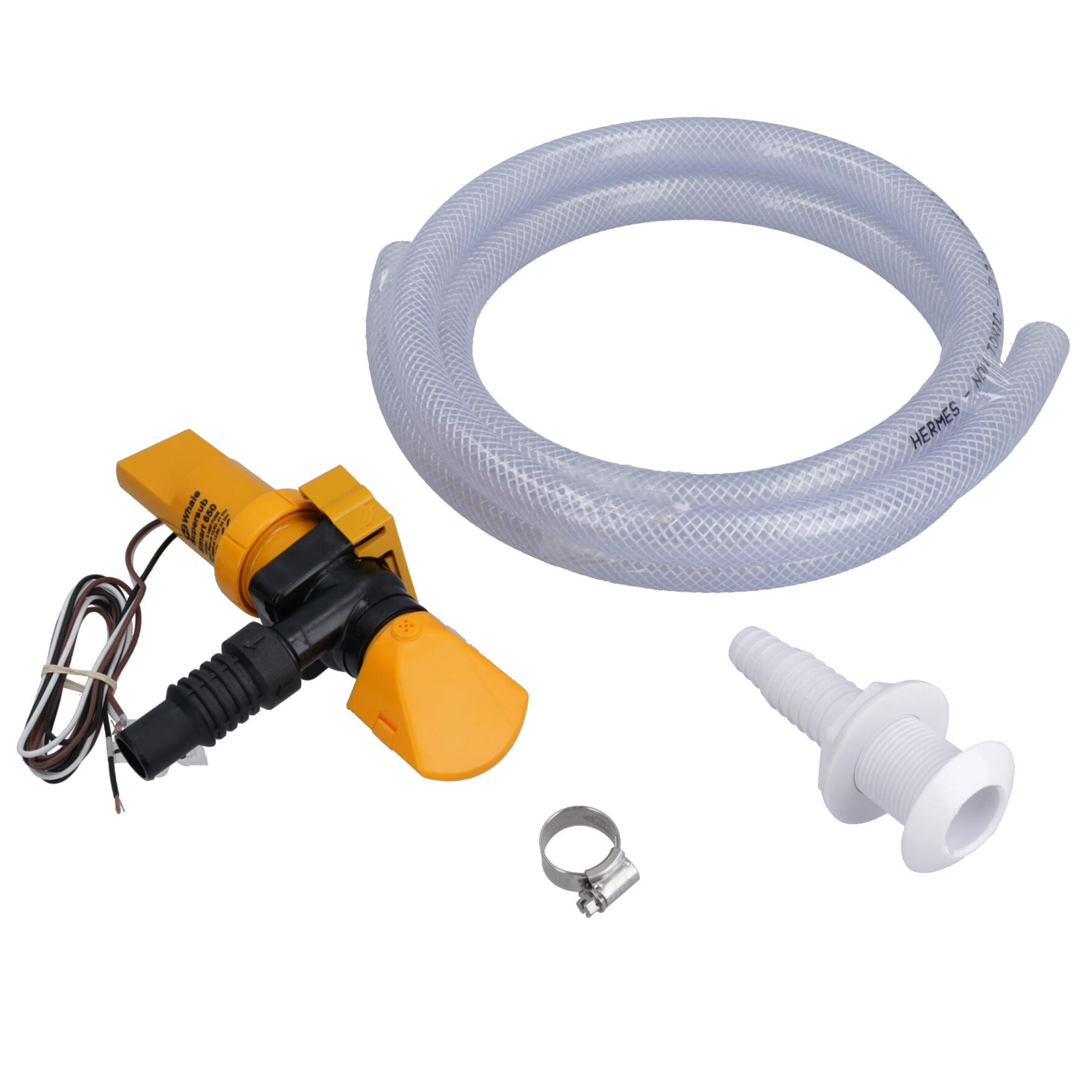 Automatic Bilge Pump Kit Whale Supersub 650 2m Hose Hull Fitting Boat Water