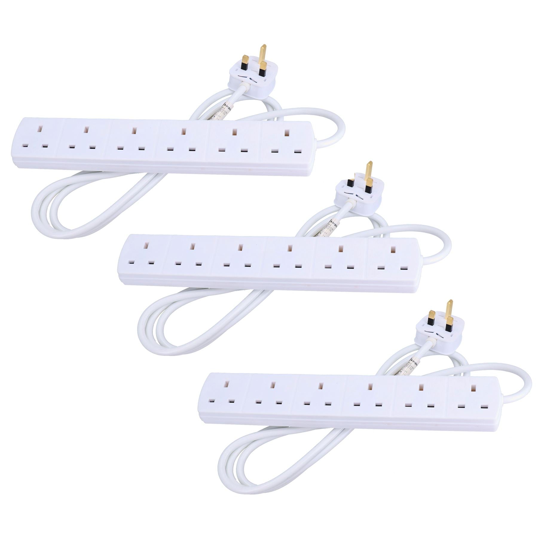 Adaptateur de rallonge de prise à 6 voies pour prise britannique avec câble de 2 m