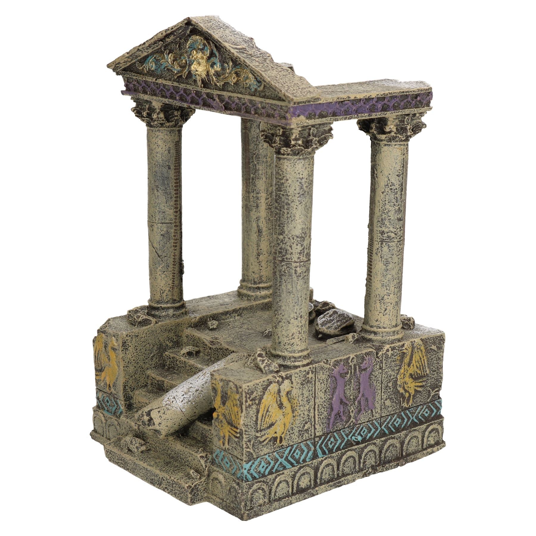 Décoration d'aquarium aquatique - Ornement de ruines et marches de temple - 11 x 13 x 20 cm