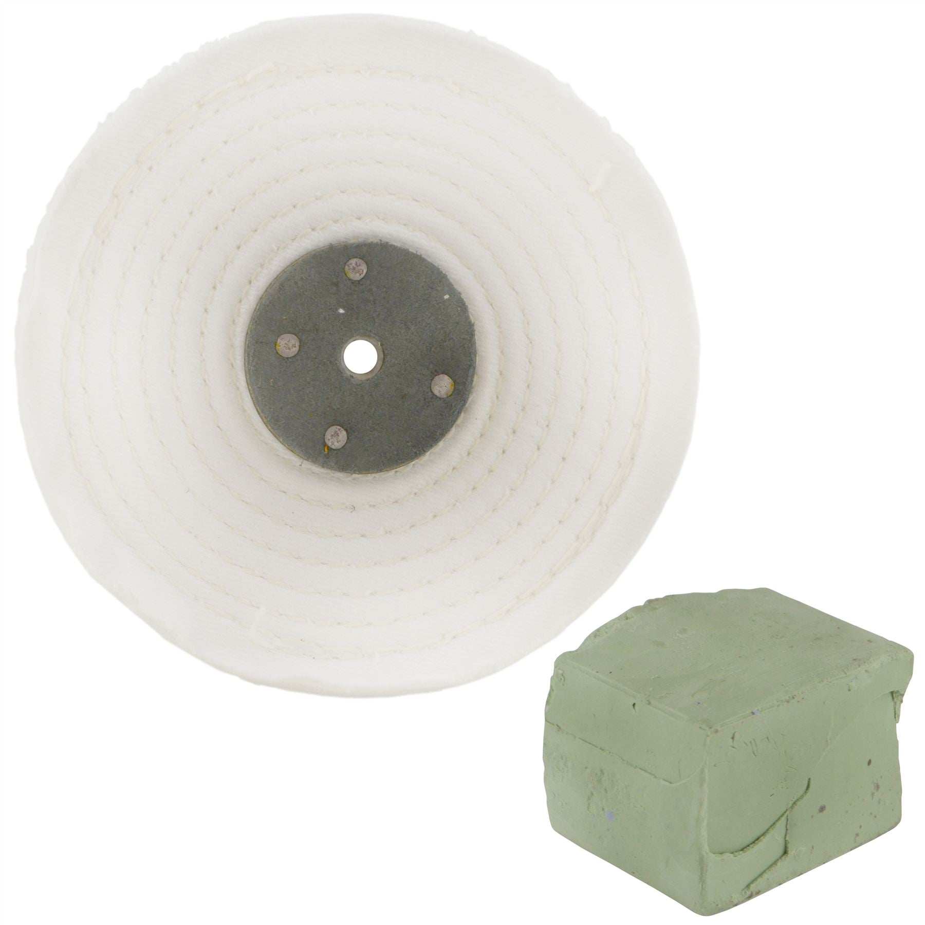 Balai de polissage à coutures serrées blanc 6" x 1" 2 rangées avec composé 250 g