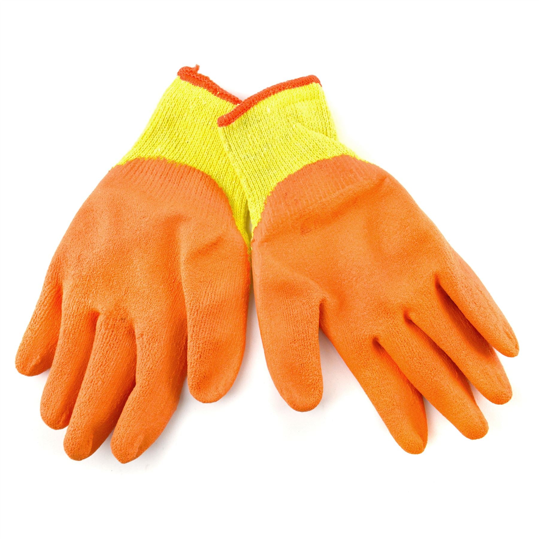 Medium Size 8 Polycotton Latex Rubber Coated Protective Work Gloves 12 Pair