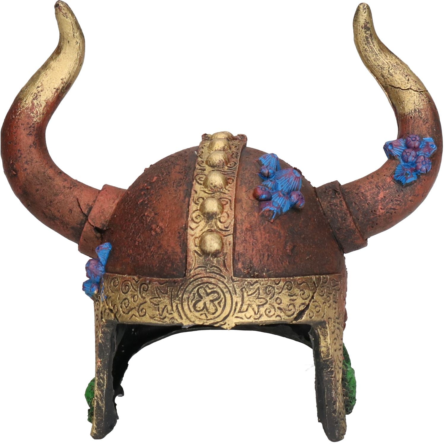 Décoration d'aquarium aquatique Casque Viking Cave Ornement de réservoir de poissons 12x10x15