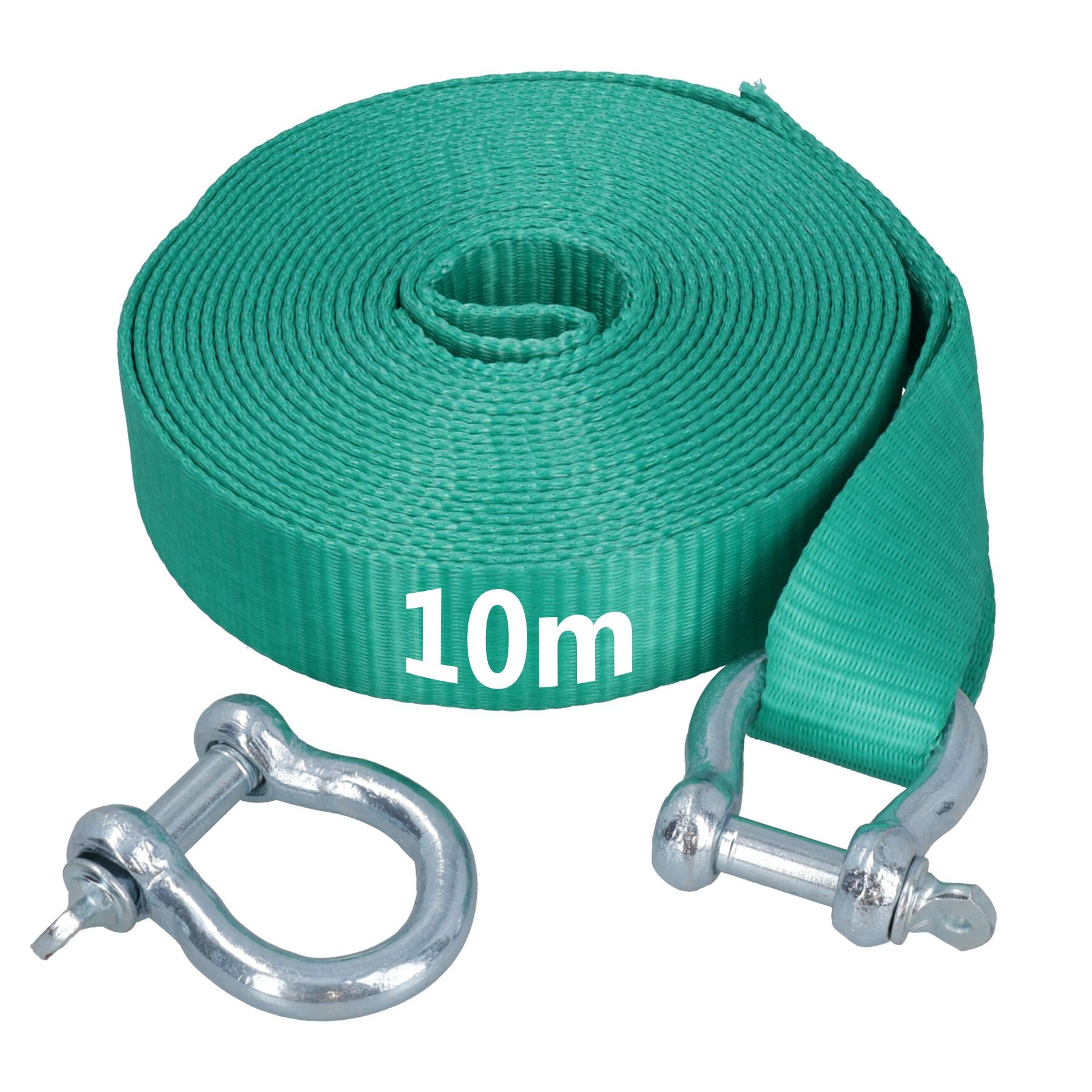 Extra Long 10m Recovery Strap Tow Rope & Two Shackles 8T Towing 4x4 Off Road