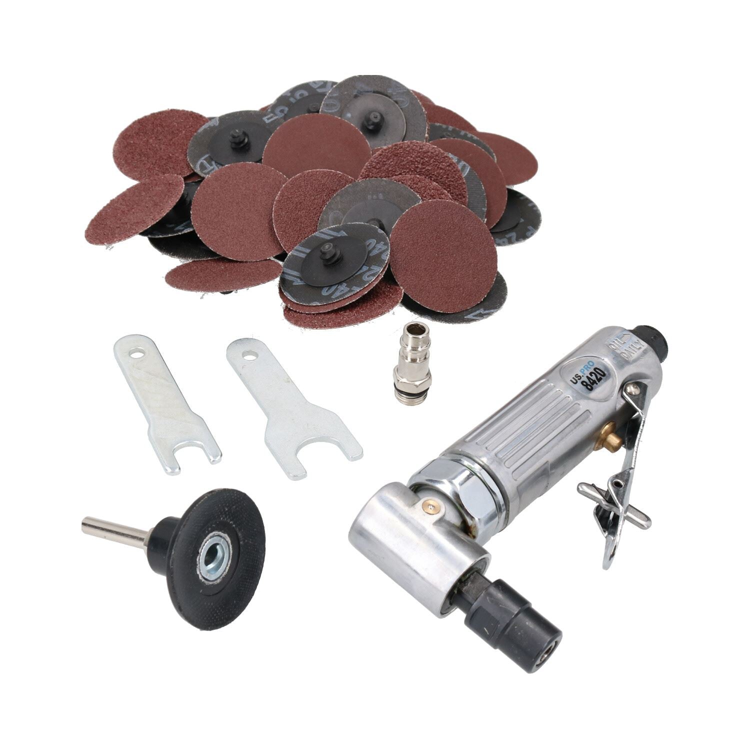 Meuleuse d'angle pneumatique 20 000 tr/min avec kit de ponçage à changement rapide de 41 pièces