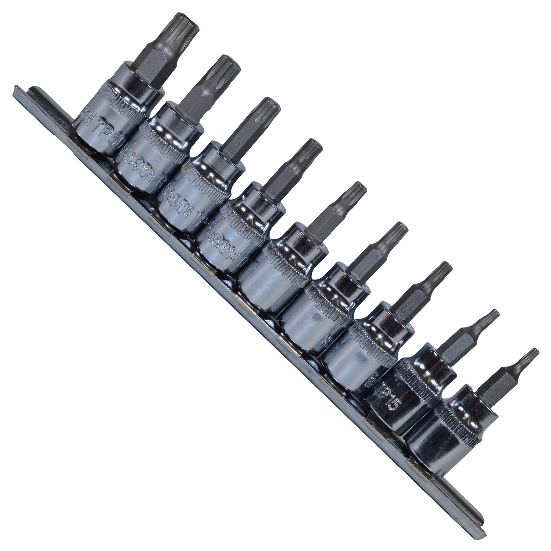 Coffret de 9 douilles mâles Torx / Star Plus 3/8" TP10 - TP50 par Bergen