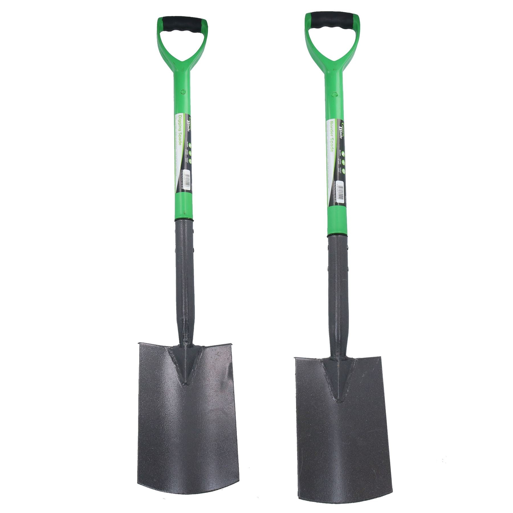 Garden Gardening Digging Spade + Border Spade Carbon Steel Blades 2pc Set