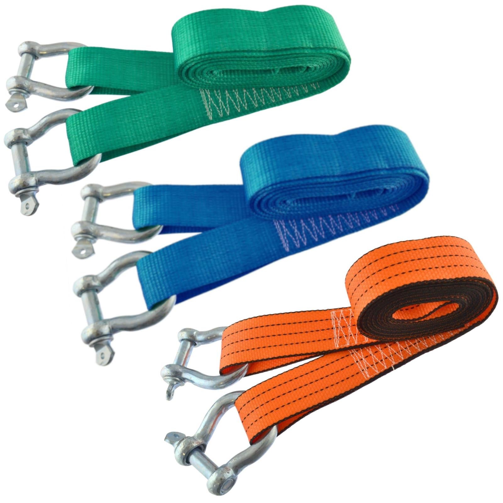 Heavy Duty 4m Tow Rope/Recovery Strap With D-Shackles - Choose 3, 5 Or 8 Ton Capacity