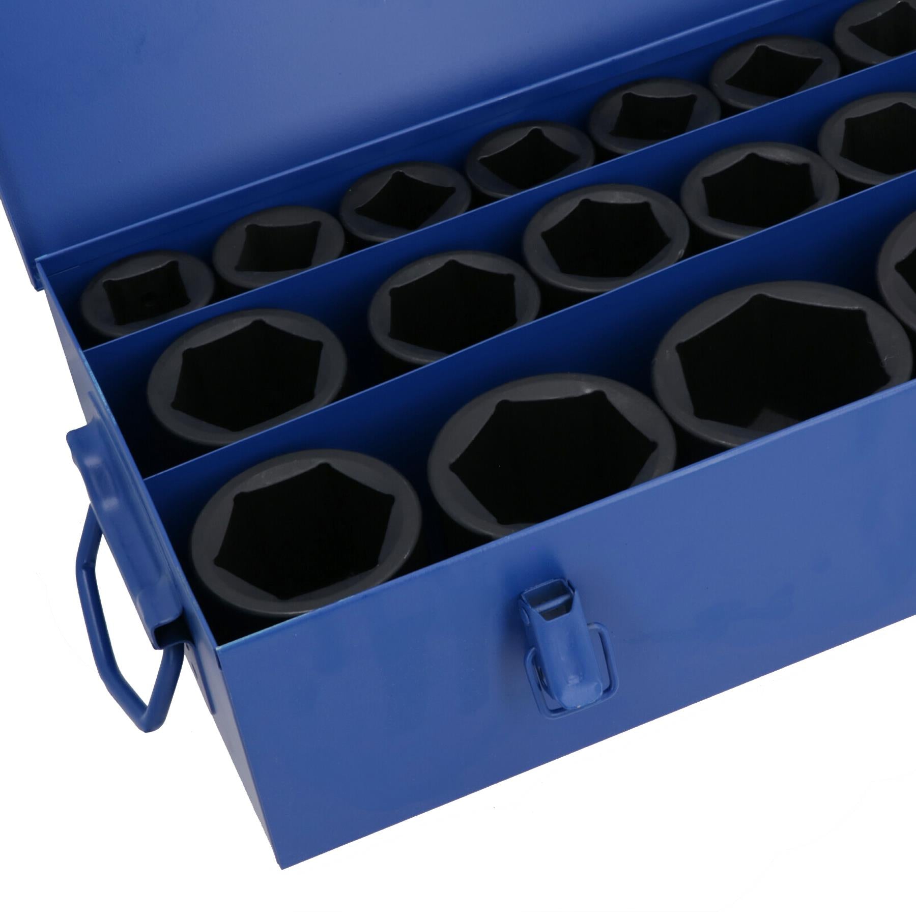 1 Inch Drive Double Deep Metric Impact Sockets Single Hex 17 – 75mm 25pc