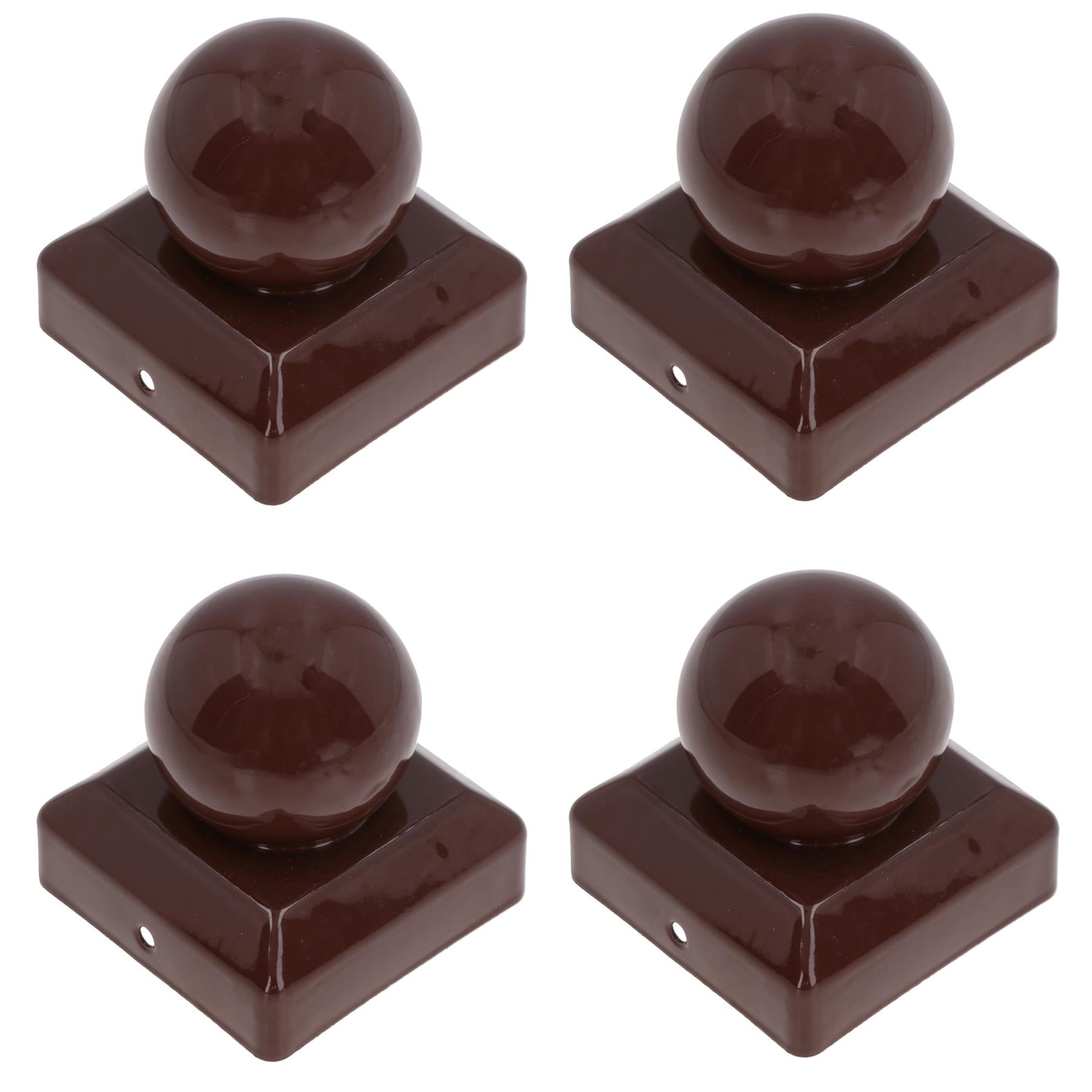 Round Metal Fence Post Caps 75mm or 100mm Protector Cover Brown or Silver