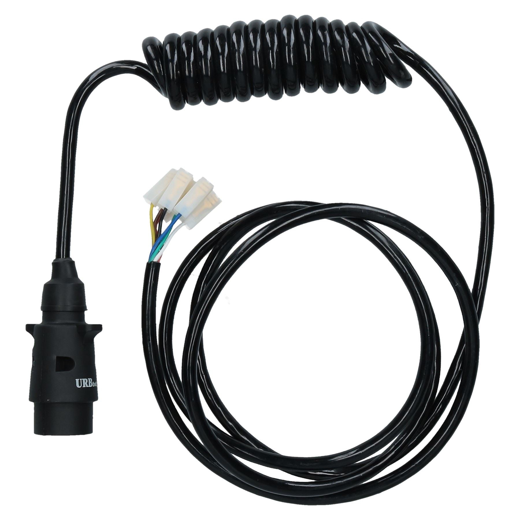 7 Pin Style Plug With Trailer Curly Extension Lead Cable 2 Metres For Ifor Williams