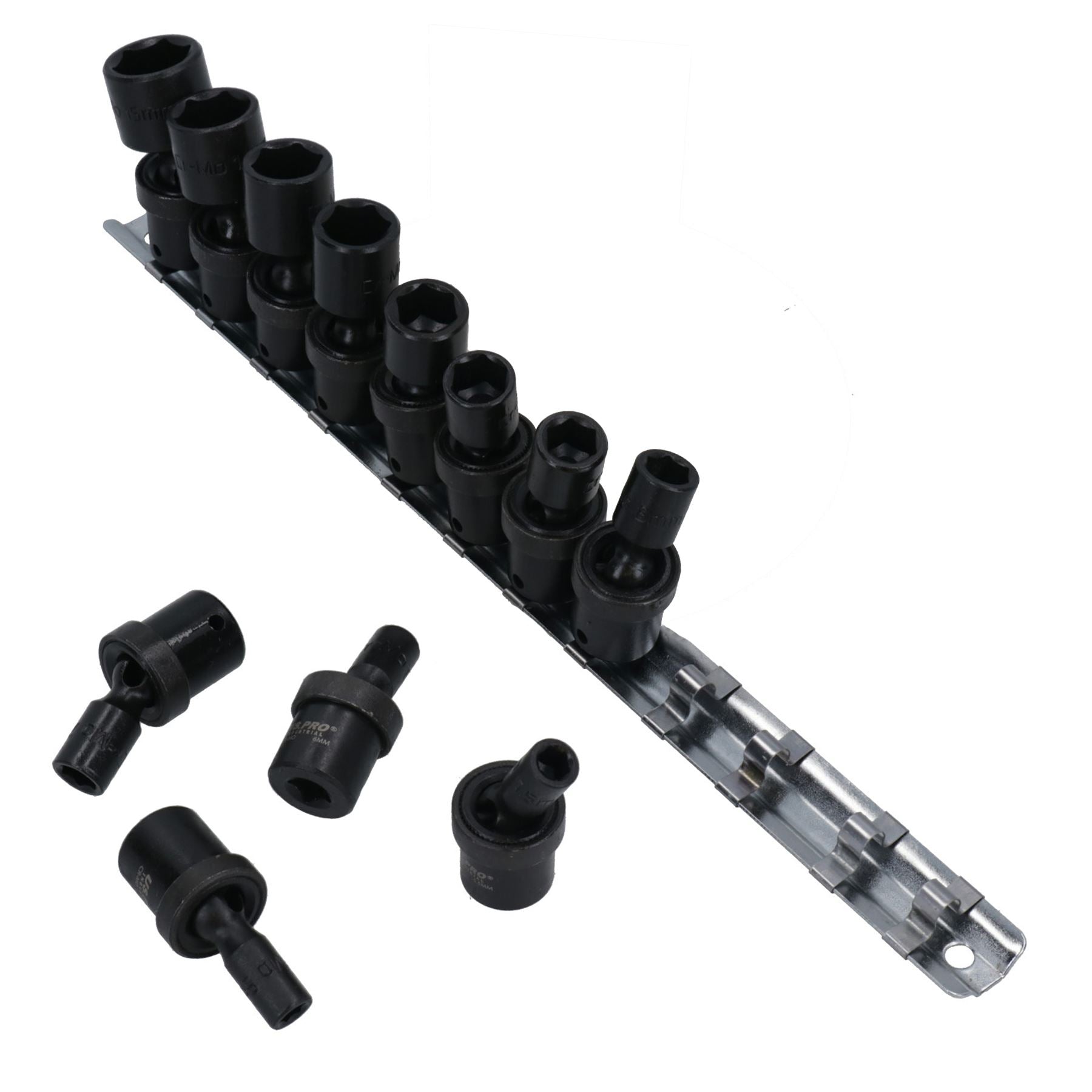 Schwenkbare, taumelnde, metrische Schlagnüsse mit flachem Schaft, 1/4-Zoll-Antrieb, 5 – 15 mm, 12-teilig, 6-seitig