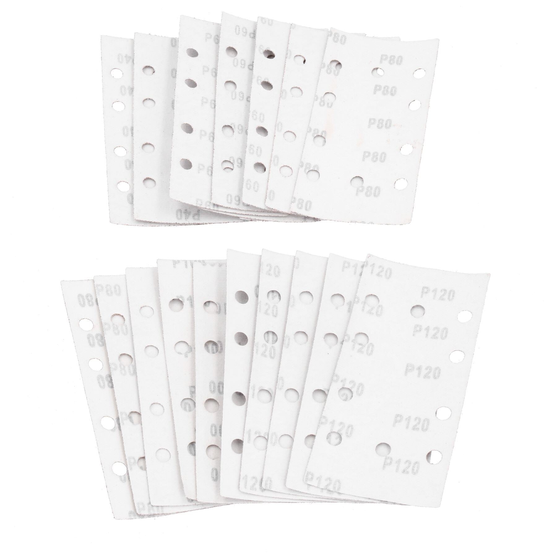 Feuilles de papier abrasif pour ponceuse à grains mixtes auto-agrippants, grain 40 – 120