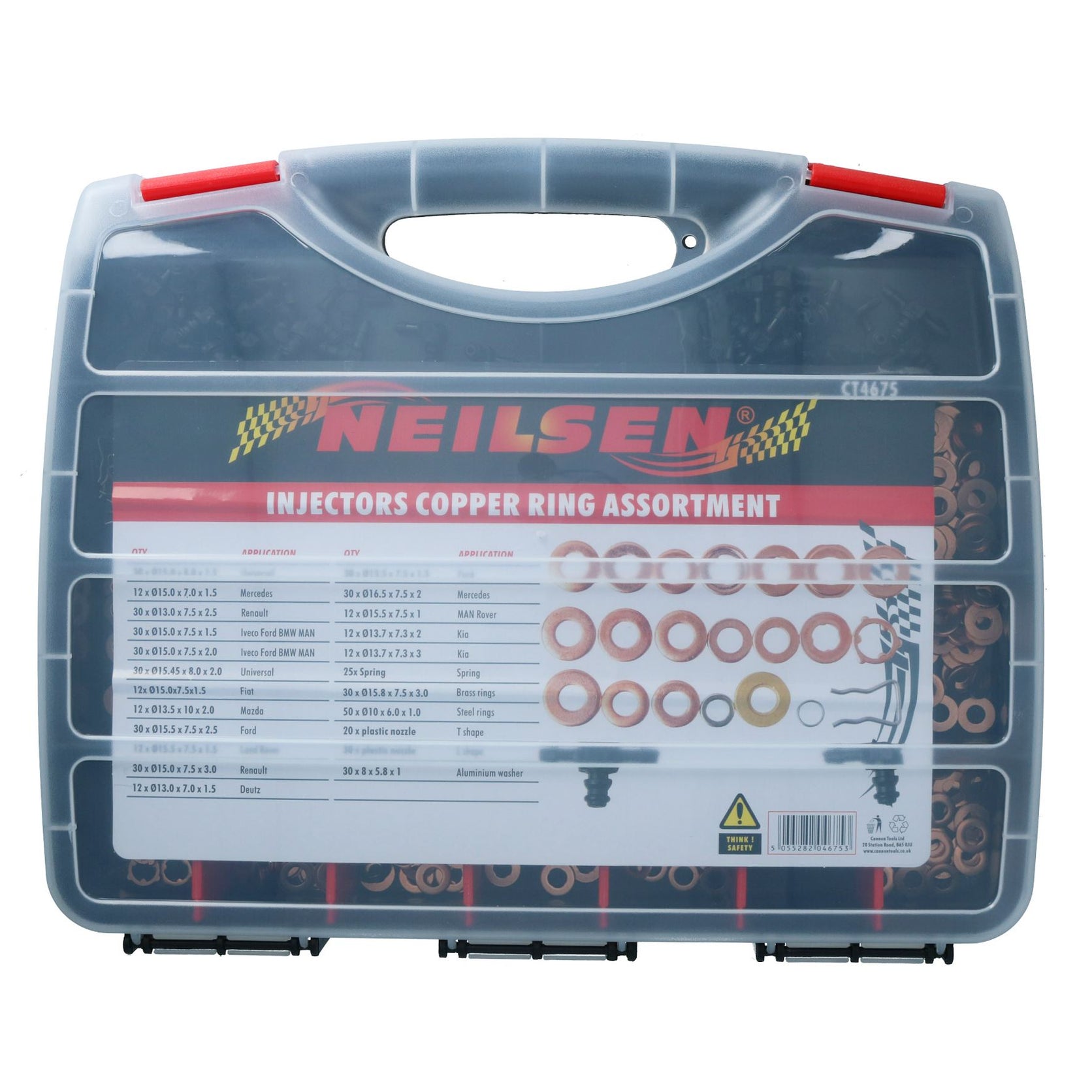 Assortiment de bagues d'étanchéité en cuivre pour injecteurs pour carters sur moteurs diesel 551 pièces