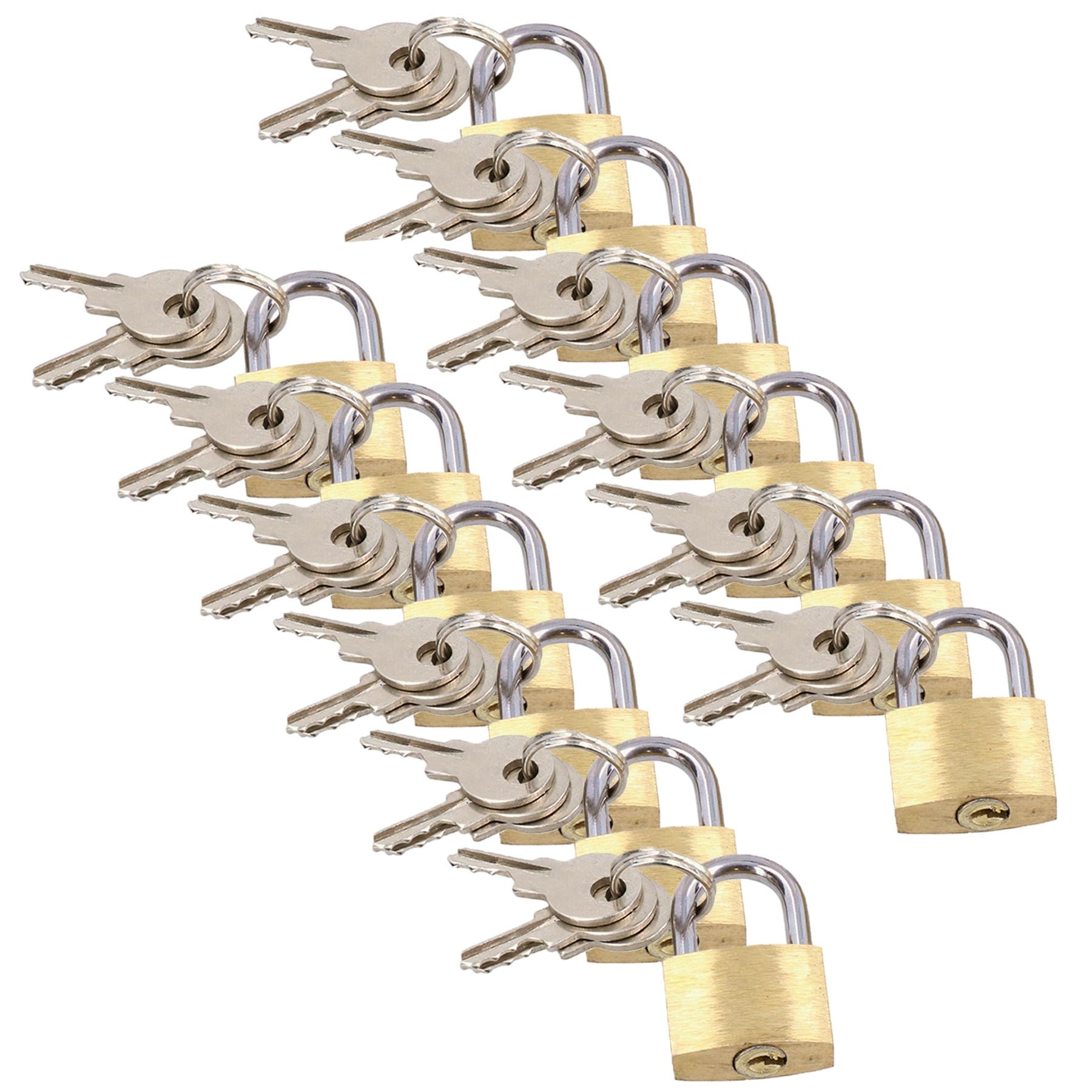 20 mm Mini-Vorhängeschloss-Set aus Messing für Koffer, Gepäck, Rucksäcke, Zelte mit Schlüsseln