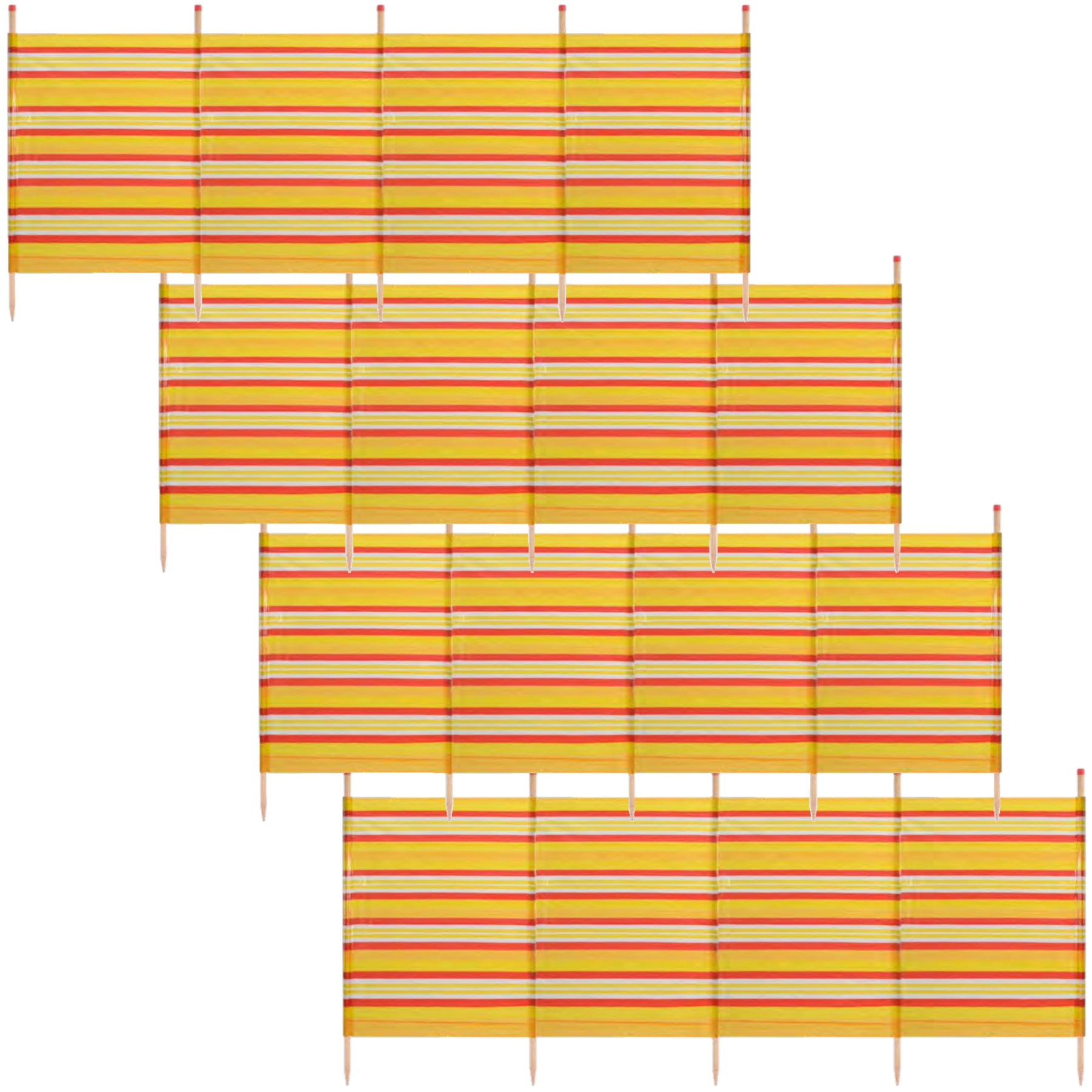 Abri de plage coupe-vent à 5 poteaux 1,2 m sur 2,8 m avec écran d'intimité et bande jaune