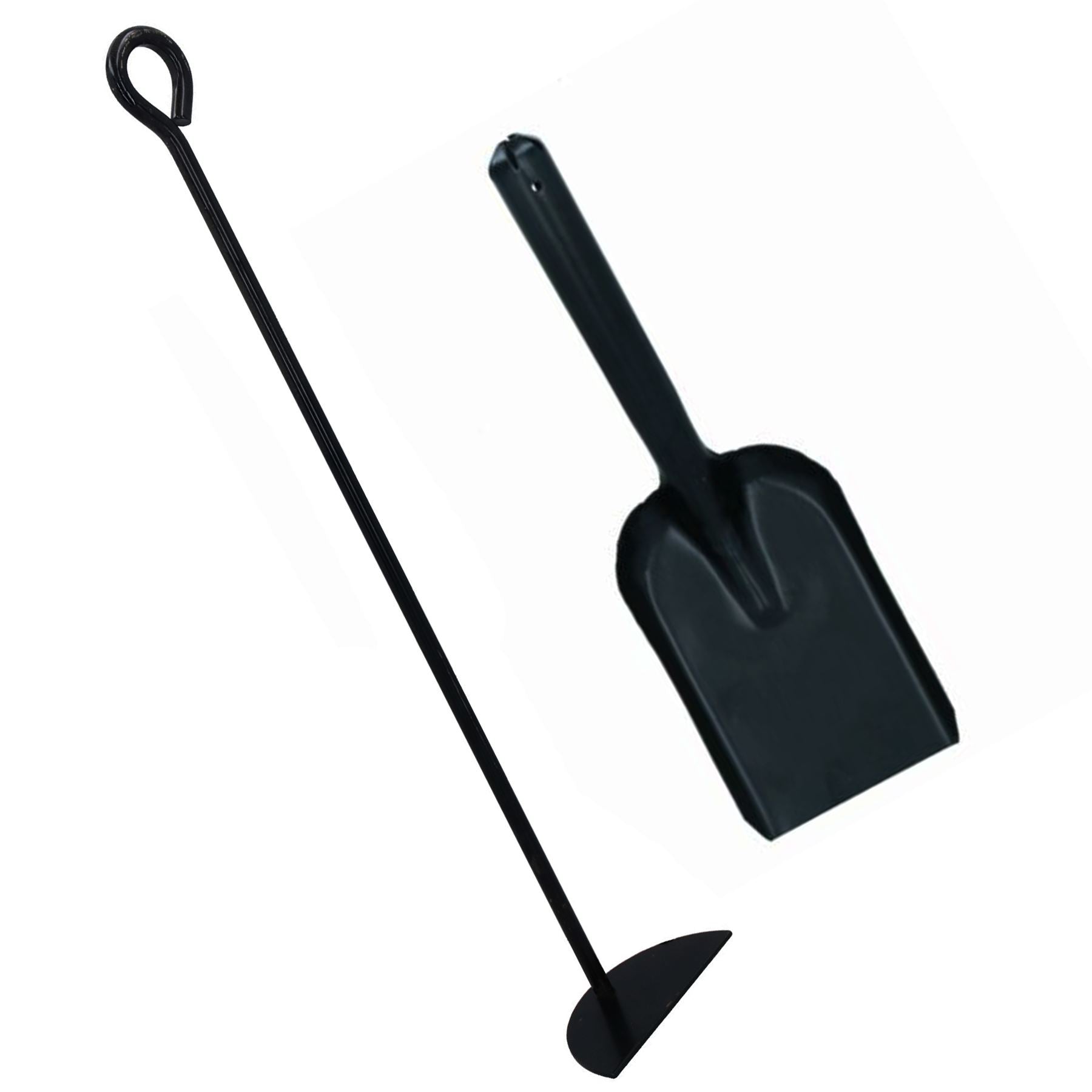 D Râteau à cendres Grattoir et pelle pour conduits Poêle à bois Feu Charbon Acier Métal Noir