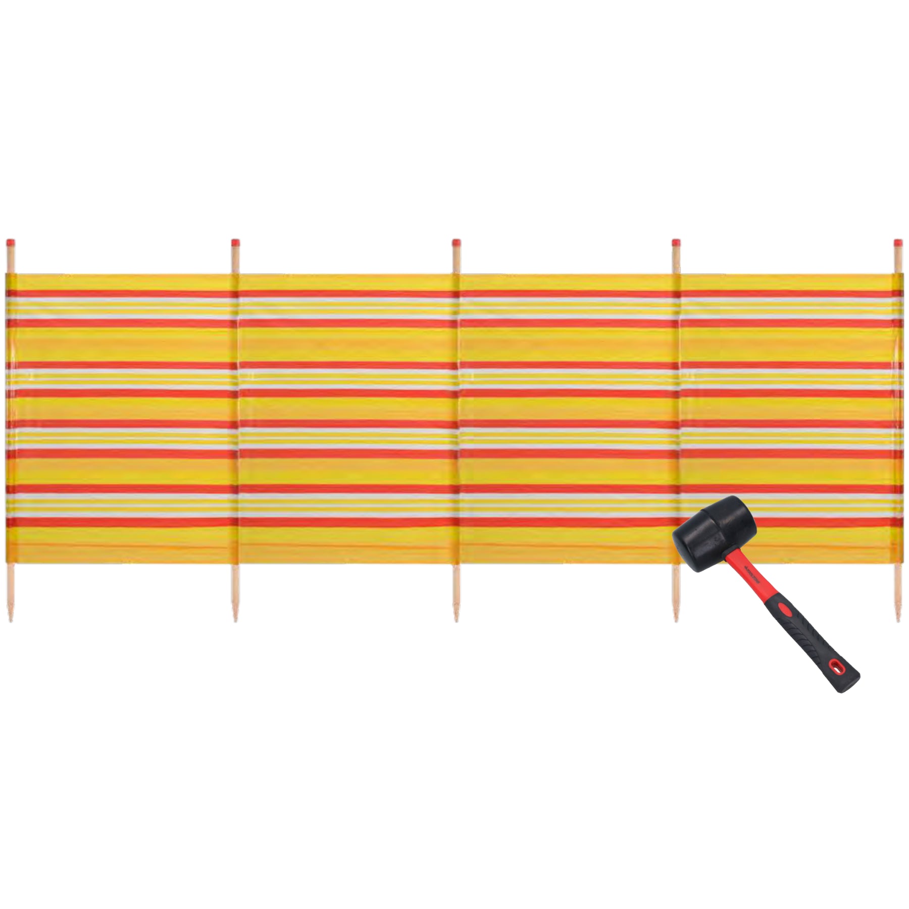 Abri de plage coupe-vent à 5 poteaux 1,2 m sur 2,8 m avec écran d'intimité et bande jaune