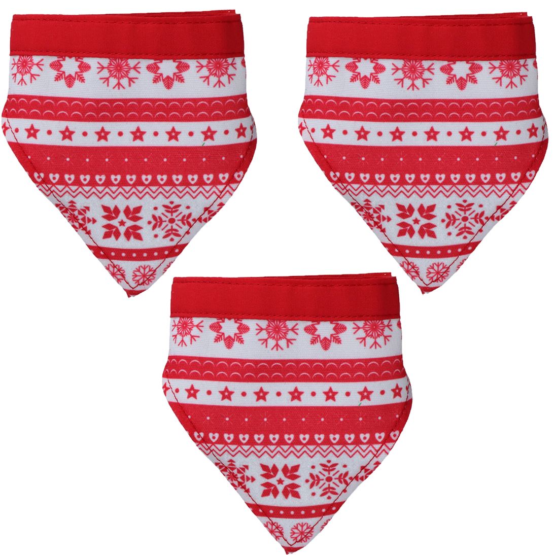 M/L Hundehalstuch mit festlichem Weihnachtsmuster, Halsumfang ca. 33–52 cm, 3 Stück