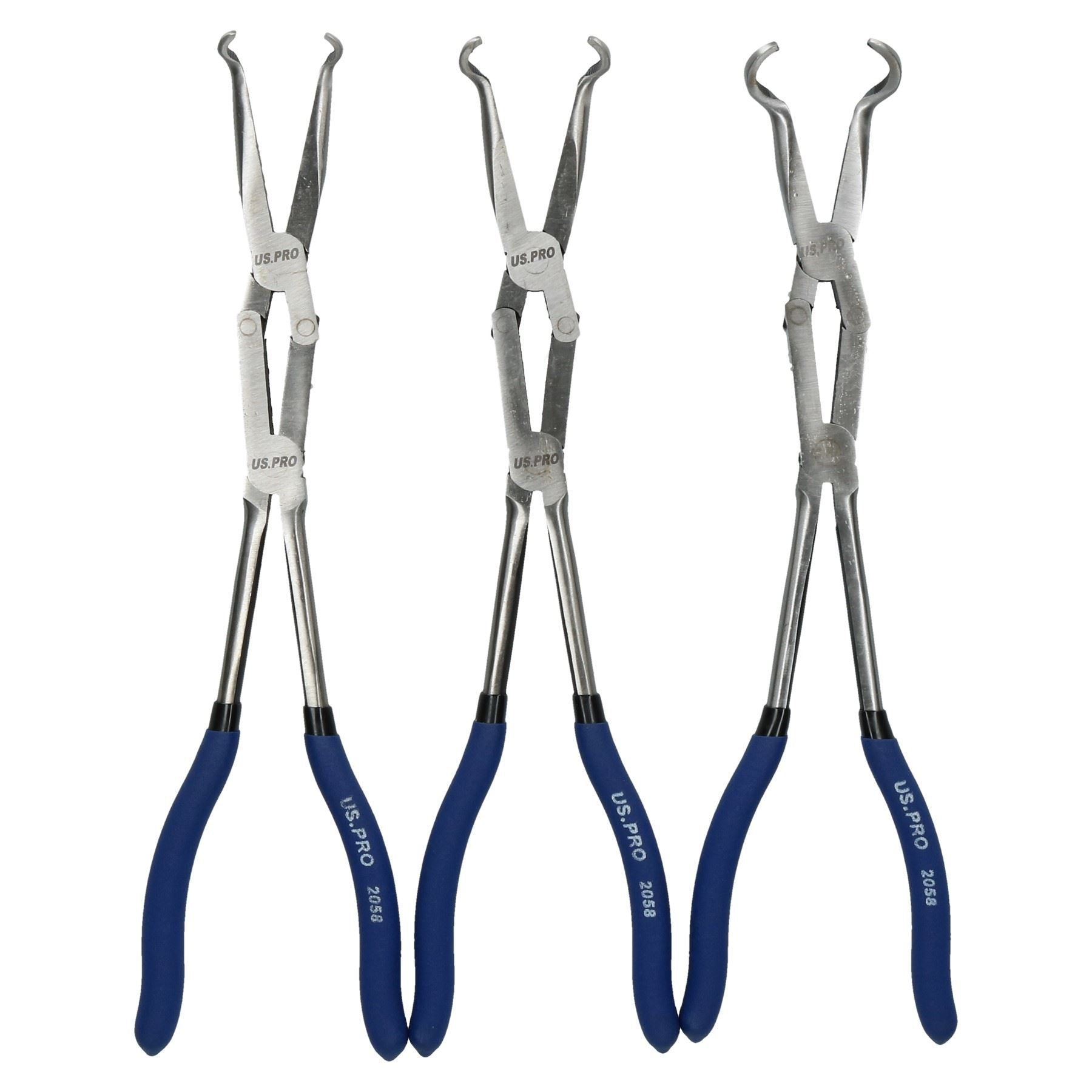 3pc Double Jointed Long Round Hose Nose Pliers Set 8mm 16mm 22mm Hose