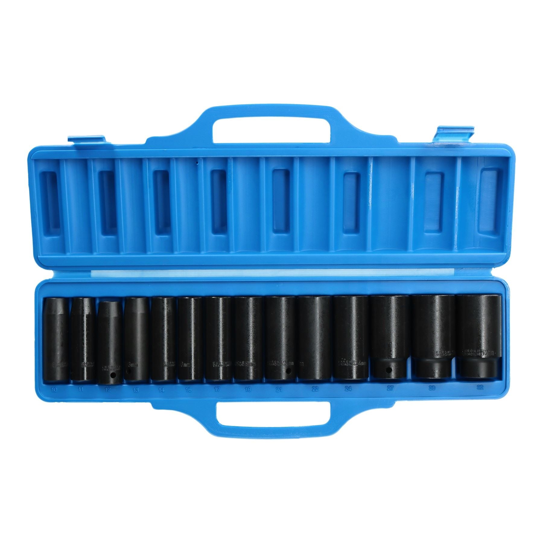 14pc Impact Socket Set Metric 10 - 32mm Deep Sockets 1/2" Drive 6 Point