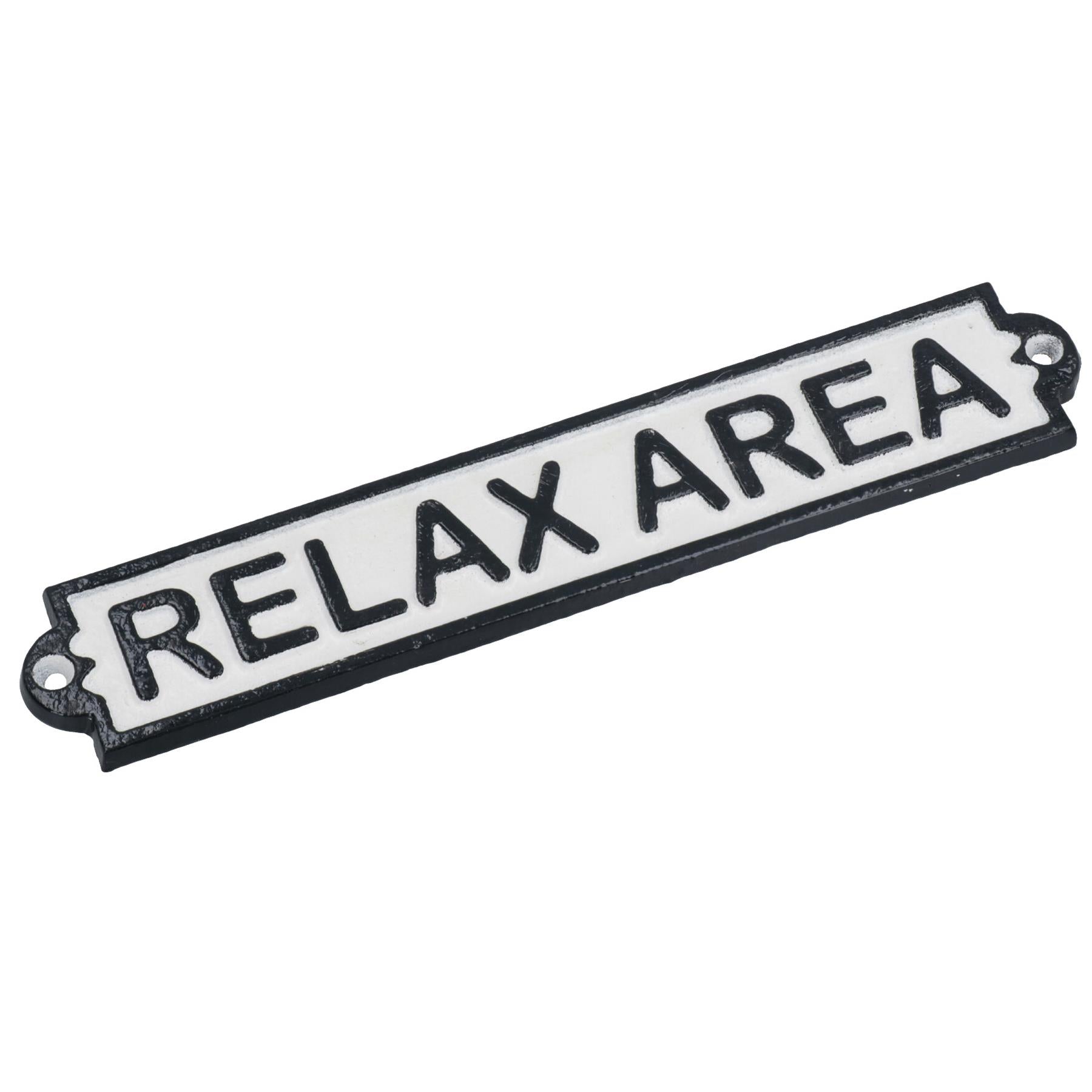 Relax Area Cast Iron Sign Plaque Door Wall House Fence Gate Garden Hotel Shop