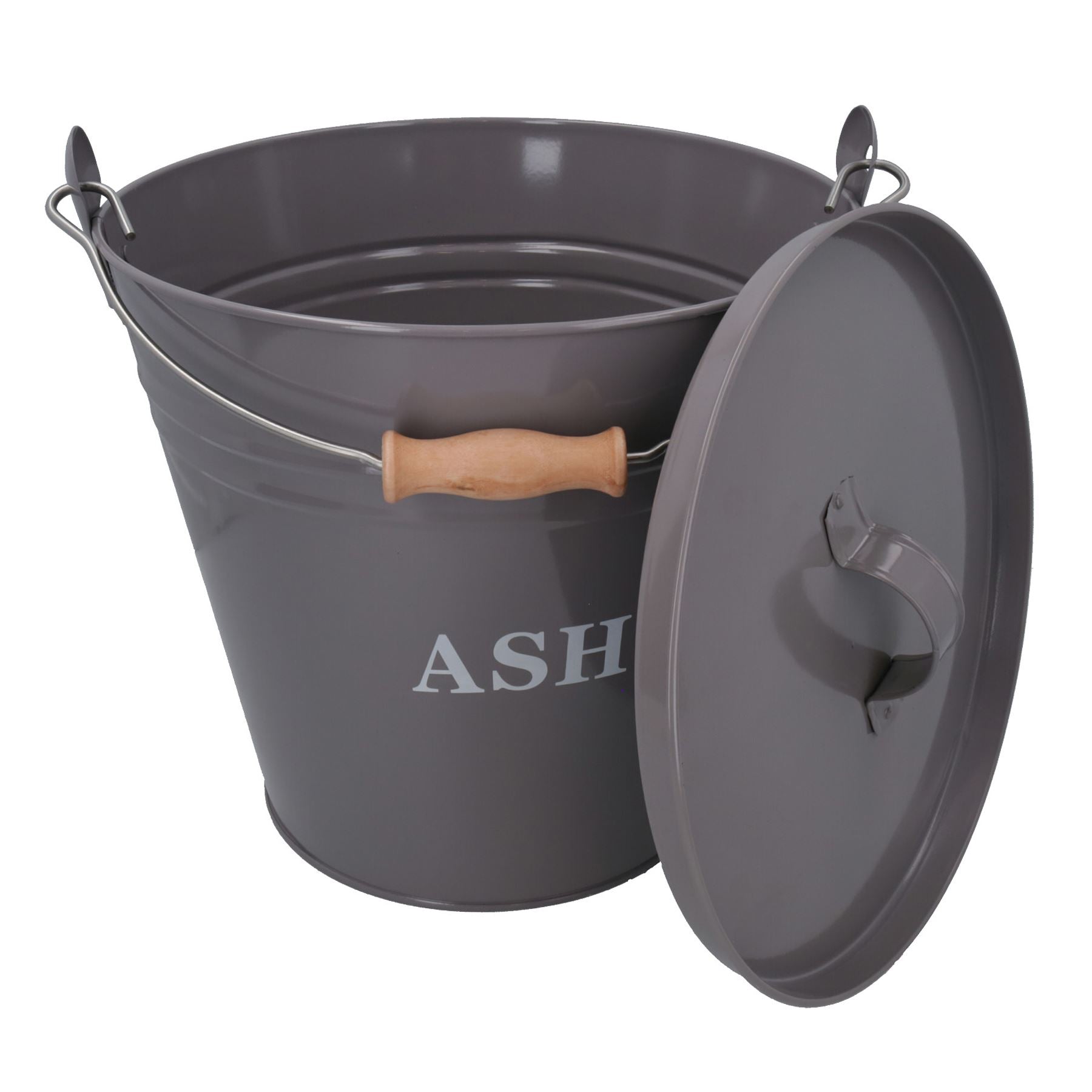 Grey Coal Bucket With Lid & 5" Shovel Metal Ash Tidy Bin Coal Fire Log Burner
