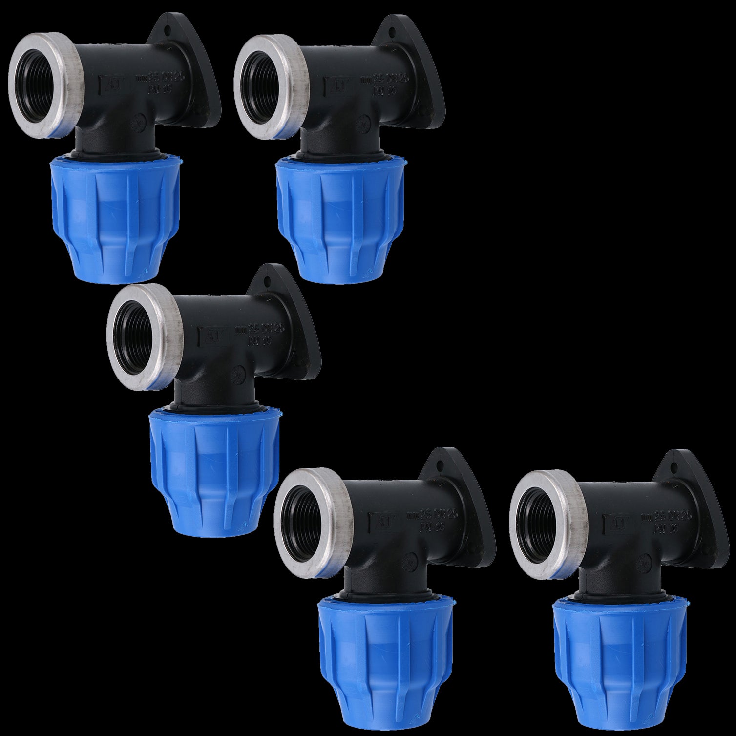 Coude mural en PEMD 25 mm x 3/4 po Raccord de robinet extérieur Connecteur fileté Coude