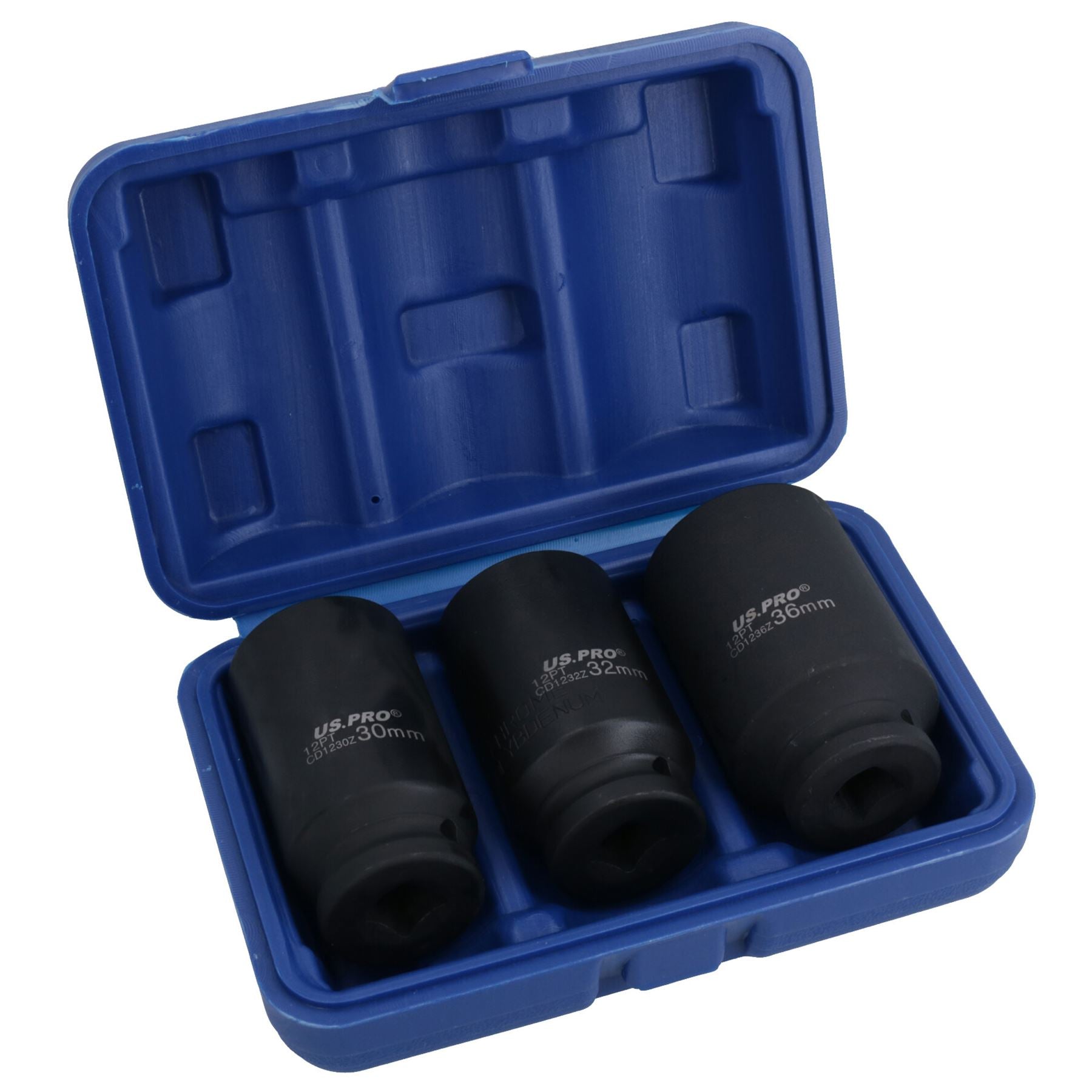 1/2-Zoll-Antrieb, Deep Impact-Nabenmuttern-Steckschlüssel, 30 mm, 32 mm und 36 mm, 12-kant, 3-tlg.