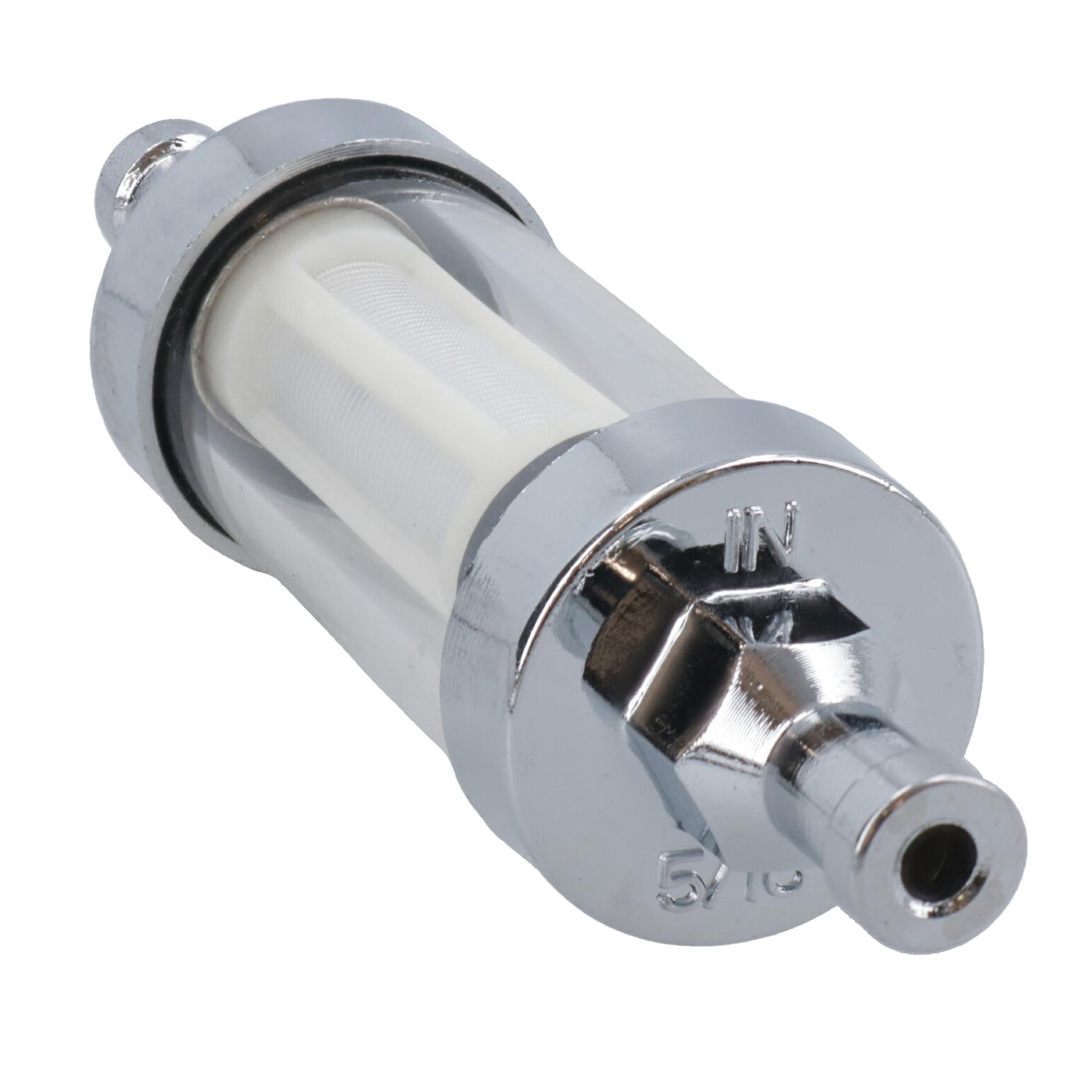 Inline Fuel Petrol Filter Glass + Chrome Universal for 8mm (5/16”) Hose