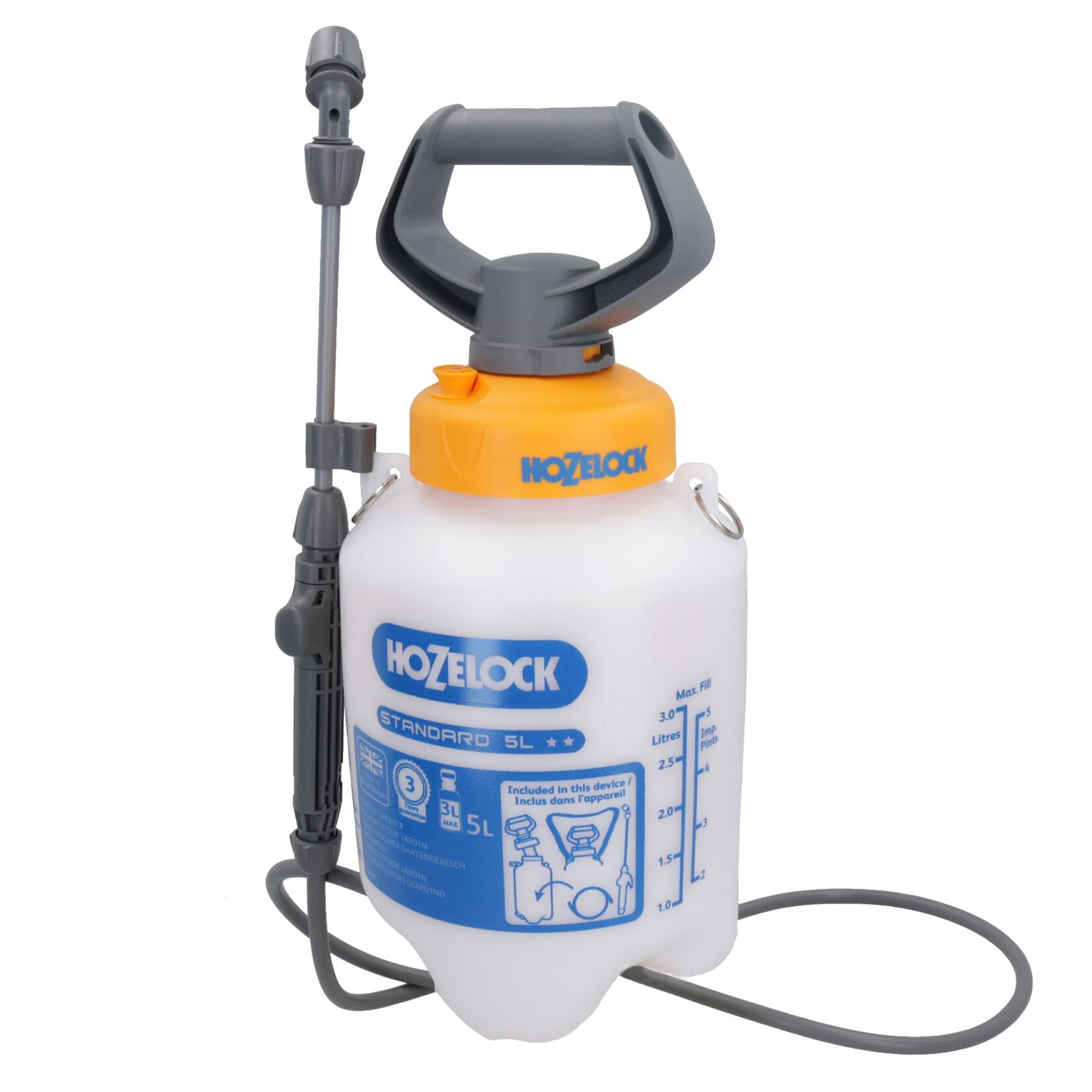Hozelock Standard-Drucksprüher mit Lanze, 5 l, für Innenbereich, Garten, Gewächshaus