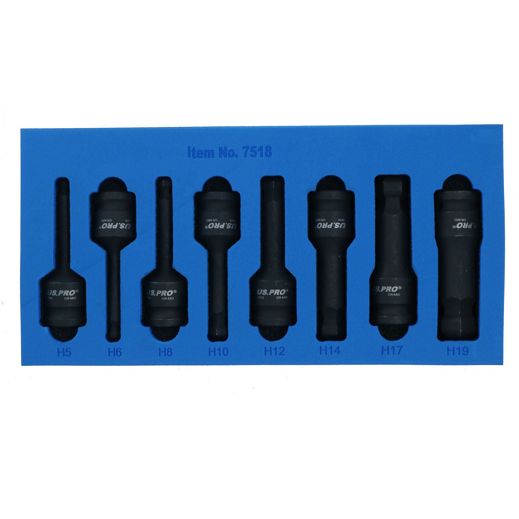 Jeu de 8 douilles Allen à tête sphérique métriques, longues et profondes, 5 mm – 19 mm