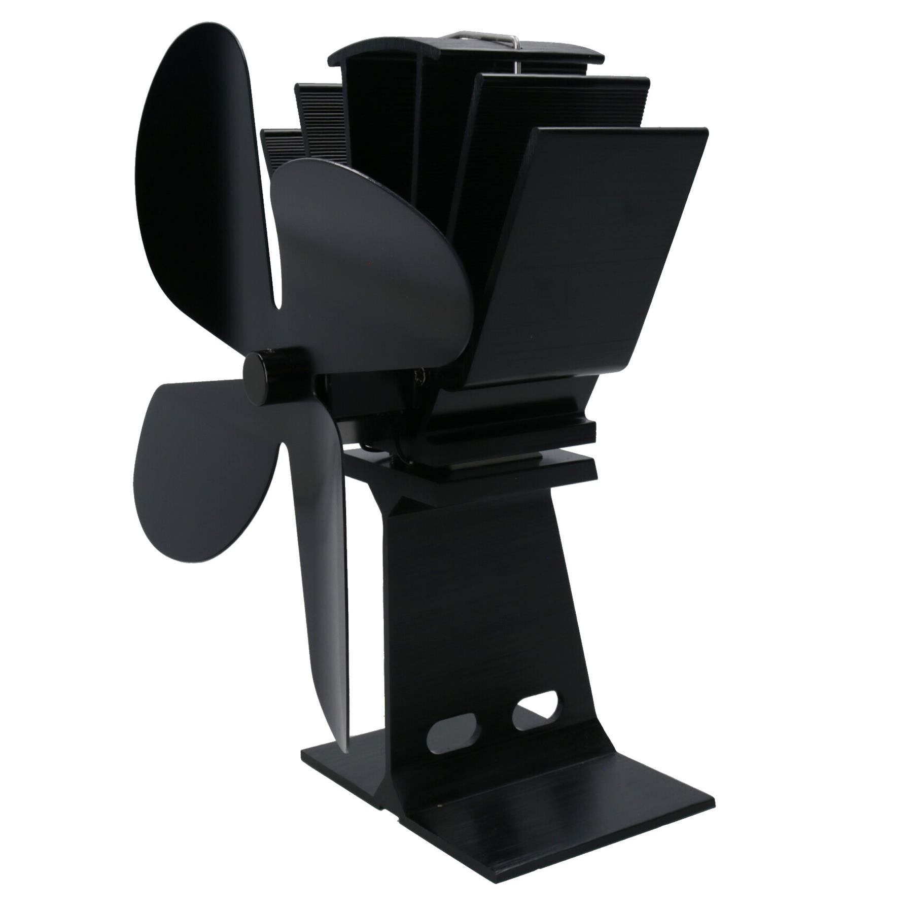 Ofenventilator mit 4 Flügeln, schwarz, wärmebetrieben, für Holz-/Holzöfen oder Kamine