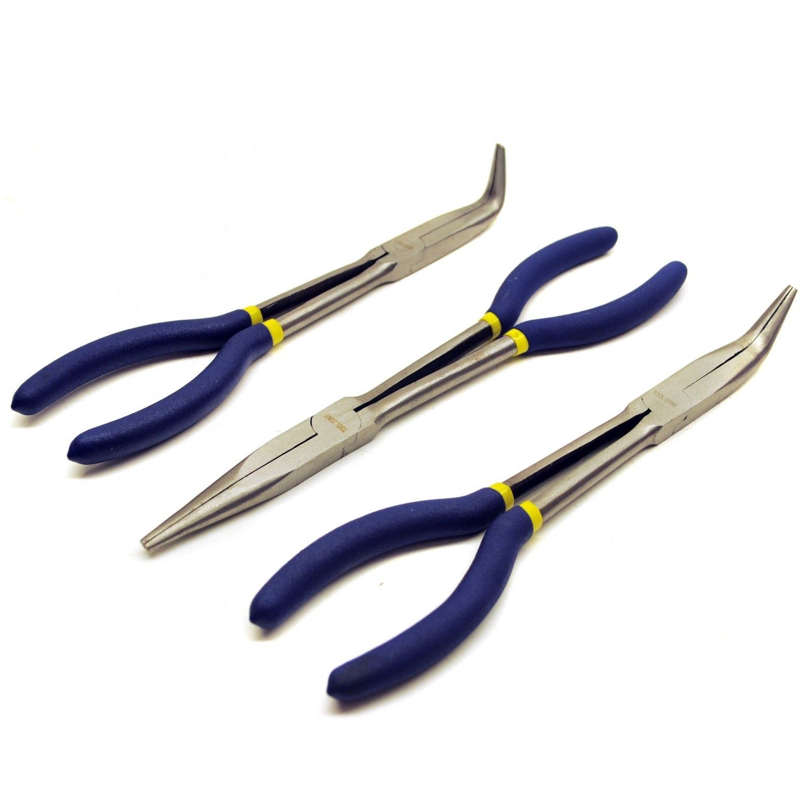 Lot de 3 pinces à bec long de 11 po, droites / 45 / 90 degrés TE041