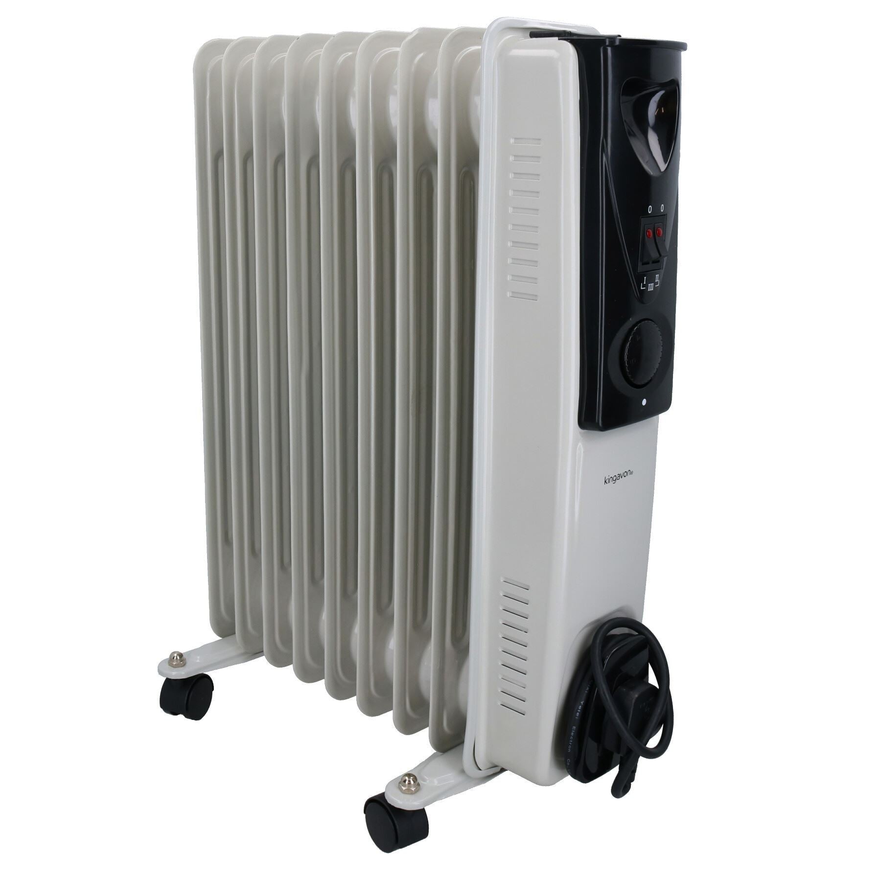 Radiateur à bain d'huile Slim Line 2KW 9 ailettes avec thermostat réglable blanc