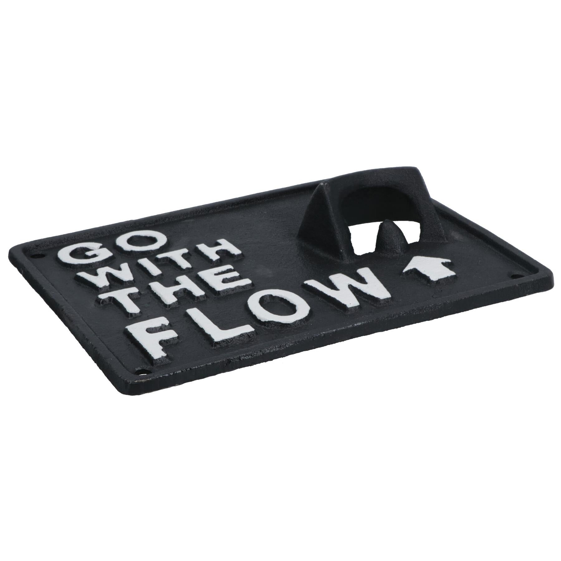 Go With The Flow Bottle Opener Beer Cast Iron Sign Gift Garage Door Shed Bar