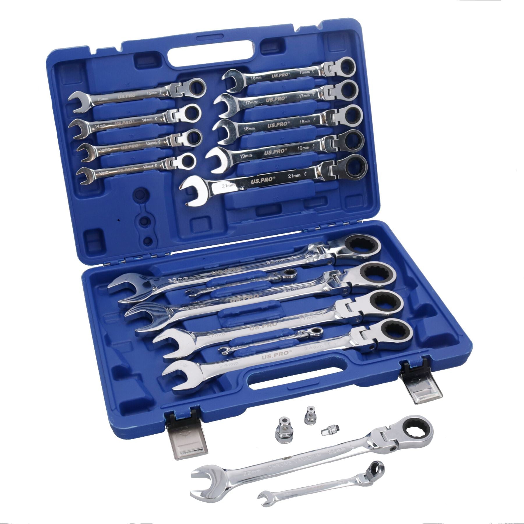 Jeu de 20 clés mixtes à cliquet à tête flexible métrique 8 mm – 32 mm