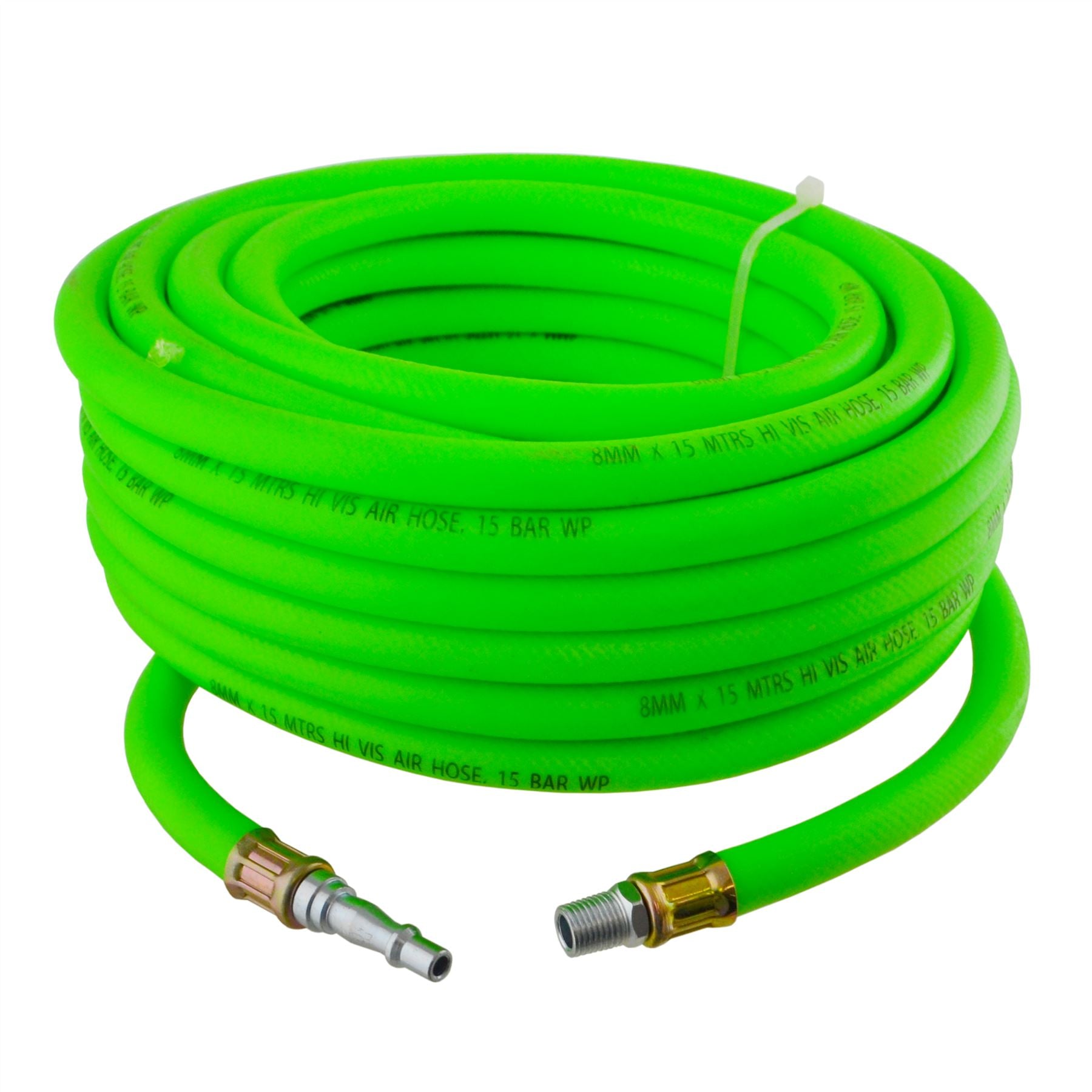 Airline Air Hose High Vis 8mm 15m 50ft Compressor with Quick Release Fittings