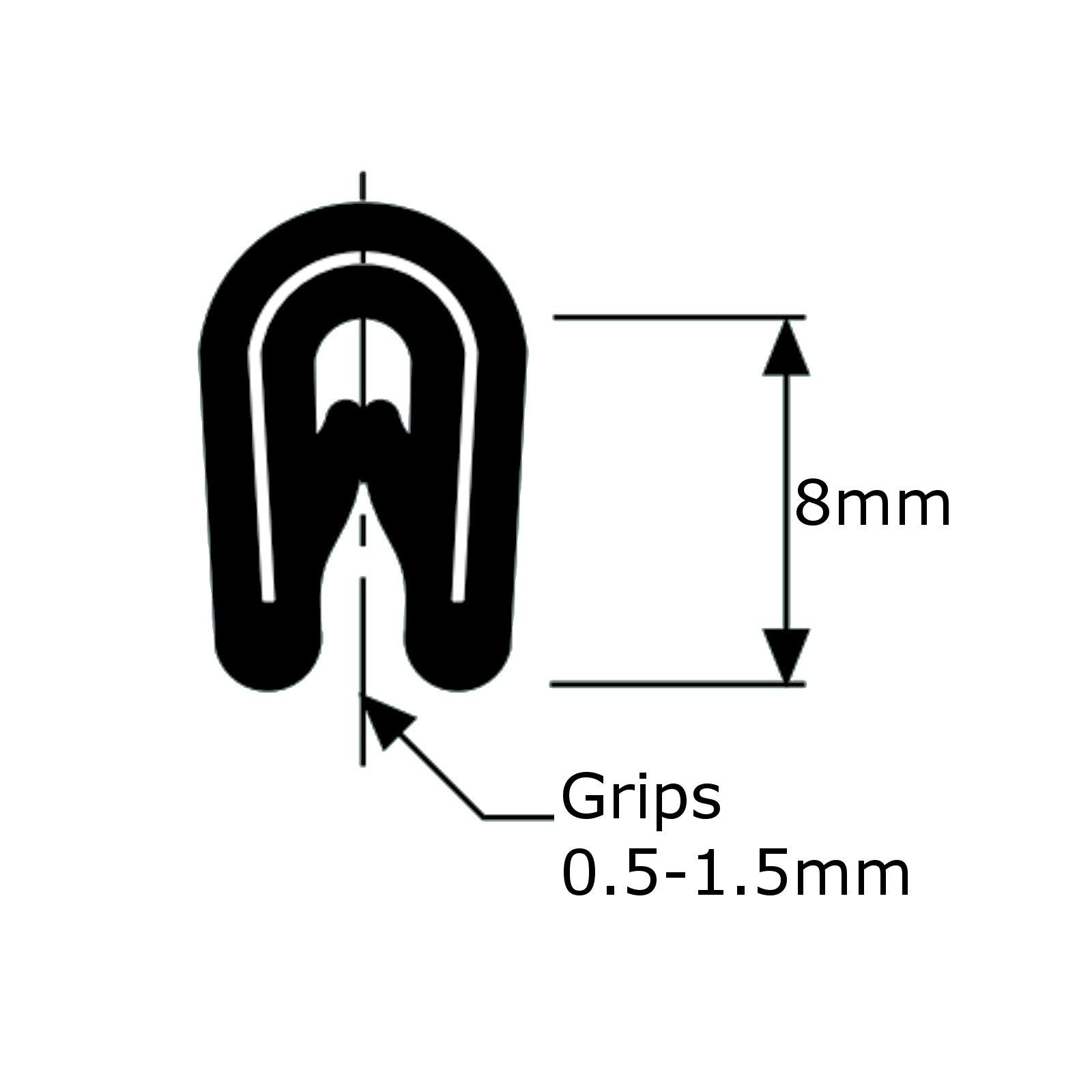4,9 m PVC-Gummi-Kantenschutz, extrudierte Gummidichtung, 0,5–1,5 mm, Set für Auto, Boot, Anhänger, JG02